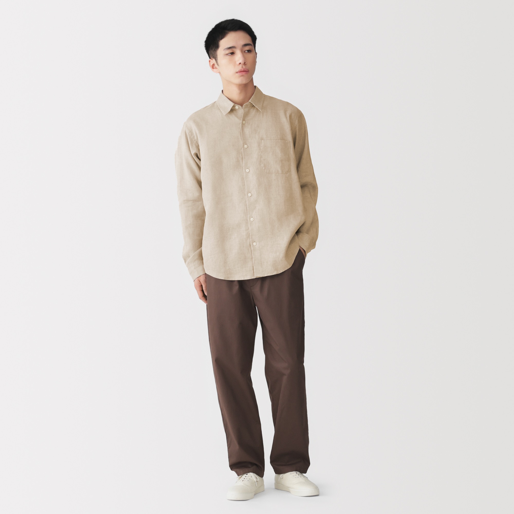 M's Washed linen L/Slv shirt (ASEAN)