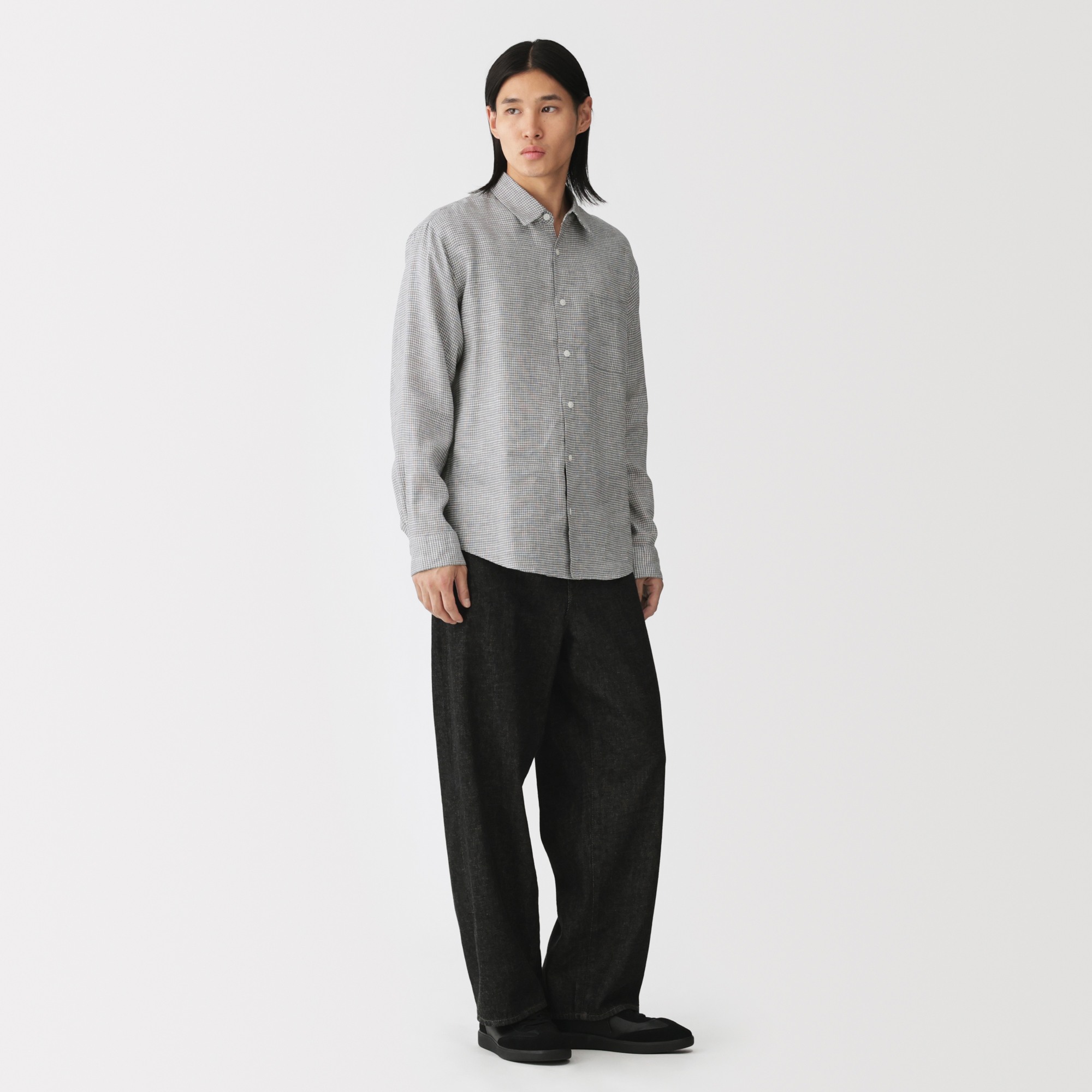 M's Washed linen L/Slv shirt  (ASEAN)