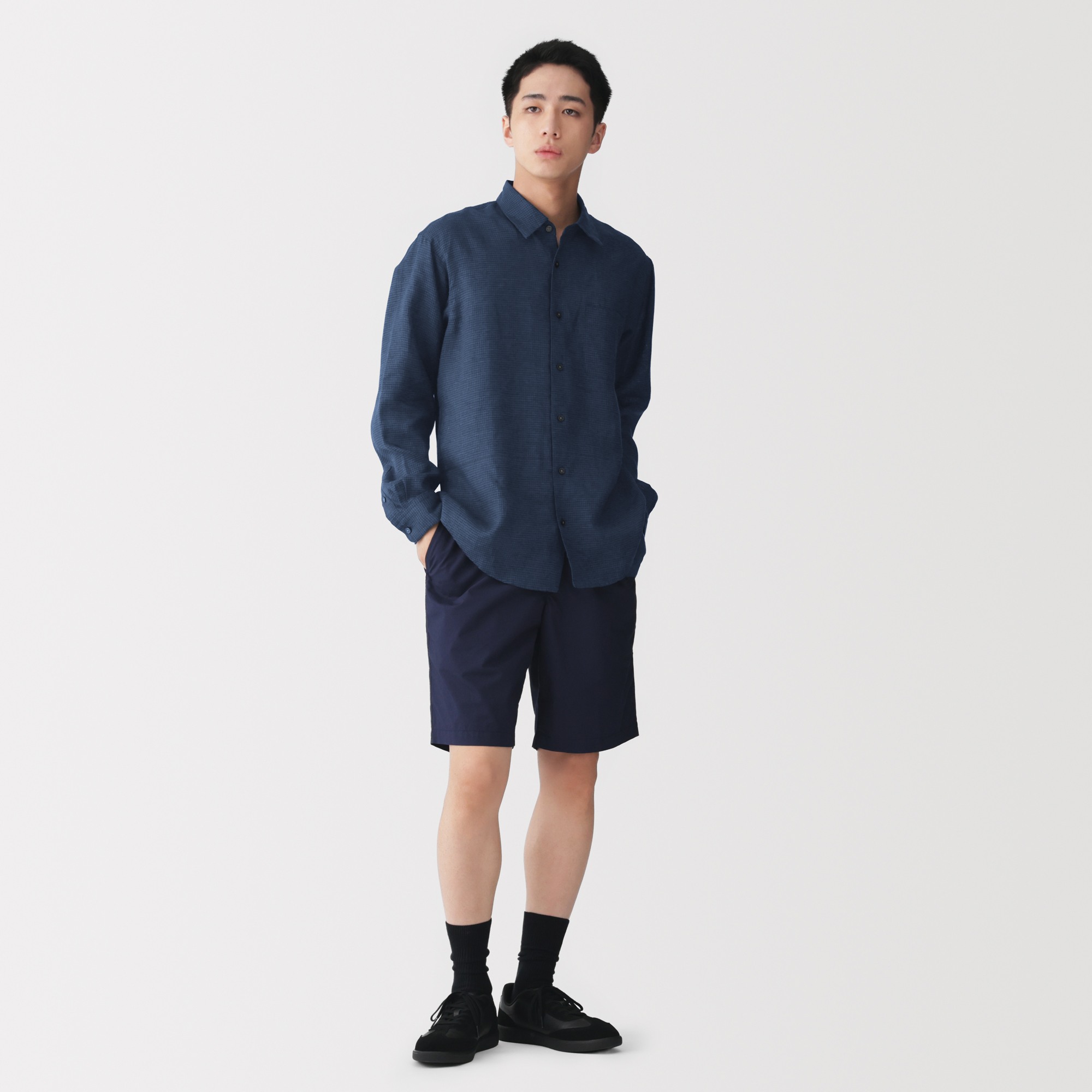M's Washed linen L/Slv shirt  (ASEAN)