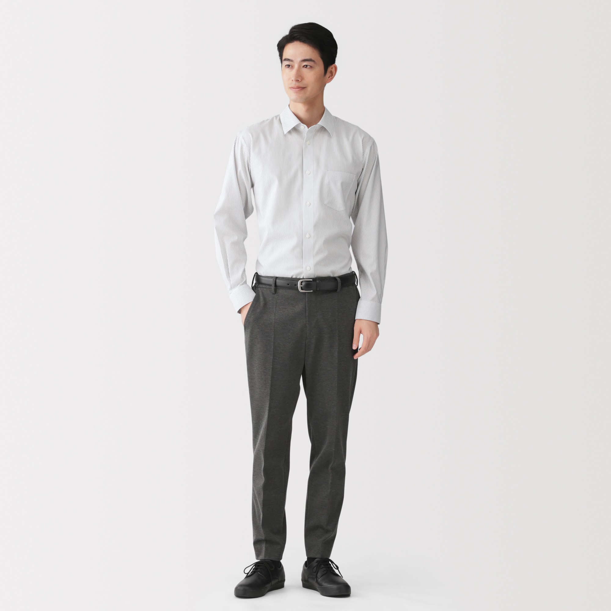 M's Non-Iron semi-wide collar L/Slv shirt