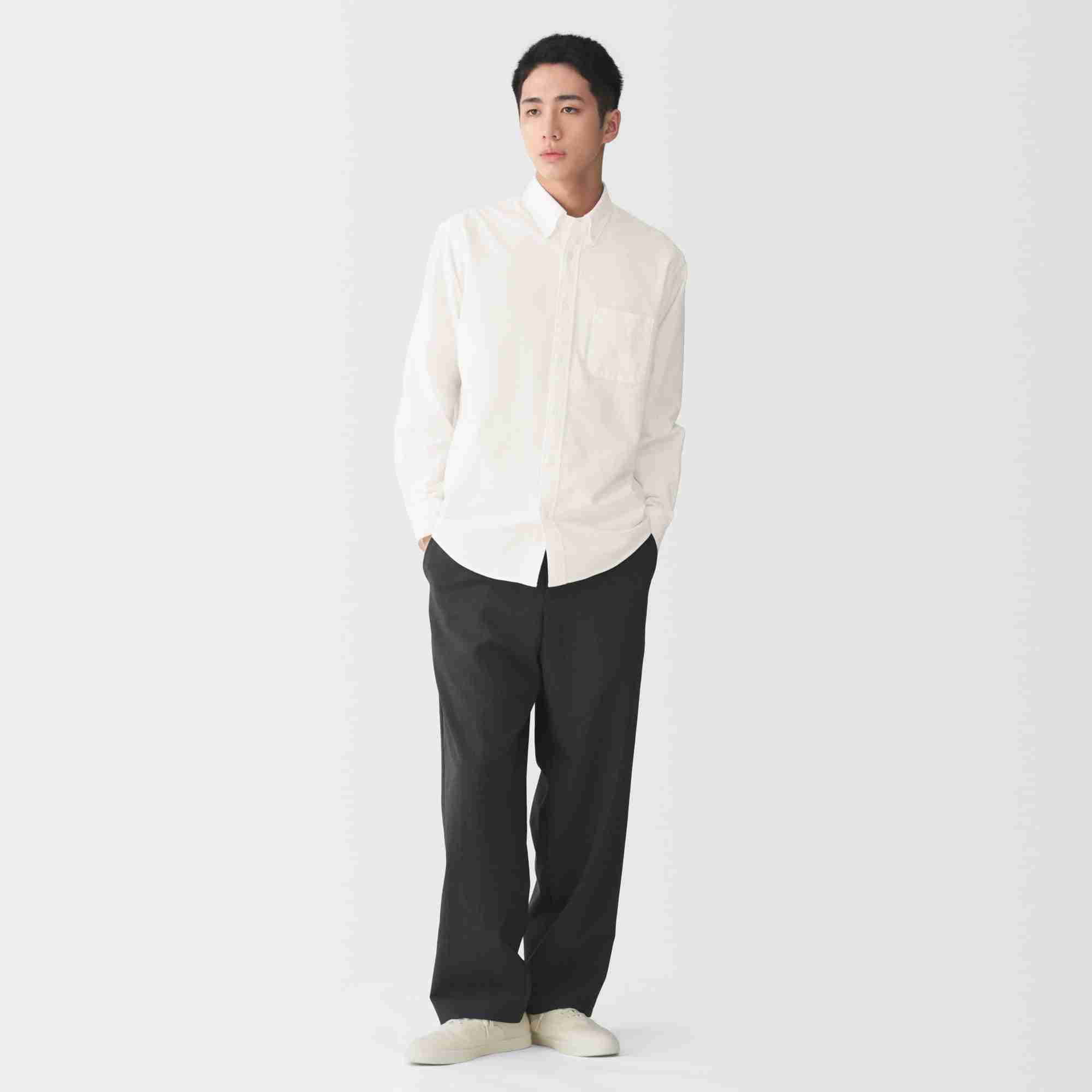 M's Washed oxford button down L/Slv shirt (OS)