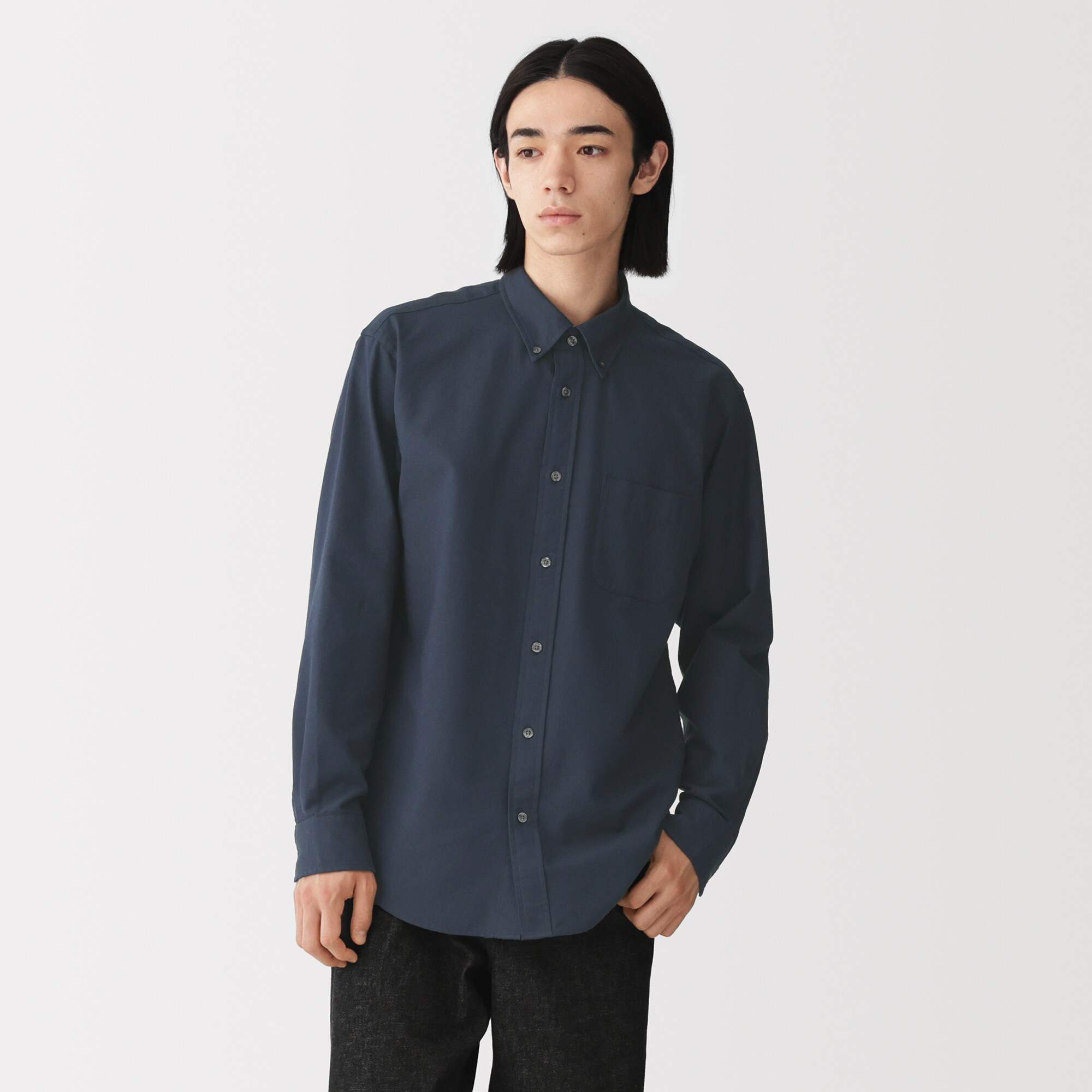 M's Washed oxford button down L/Slv shirt (OS)