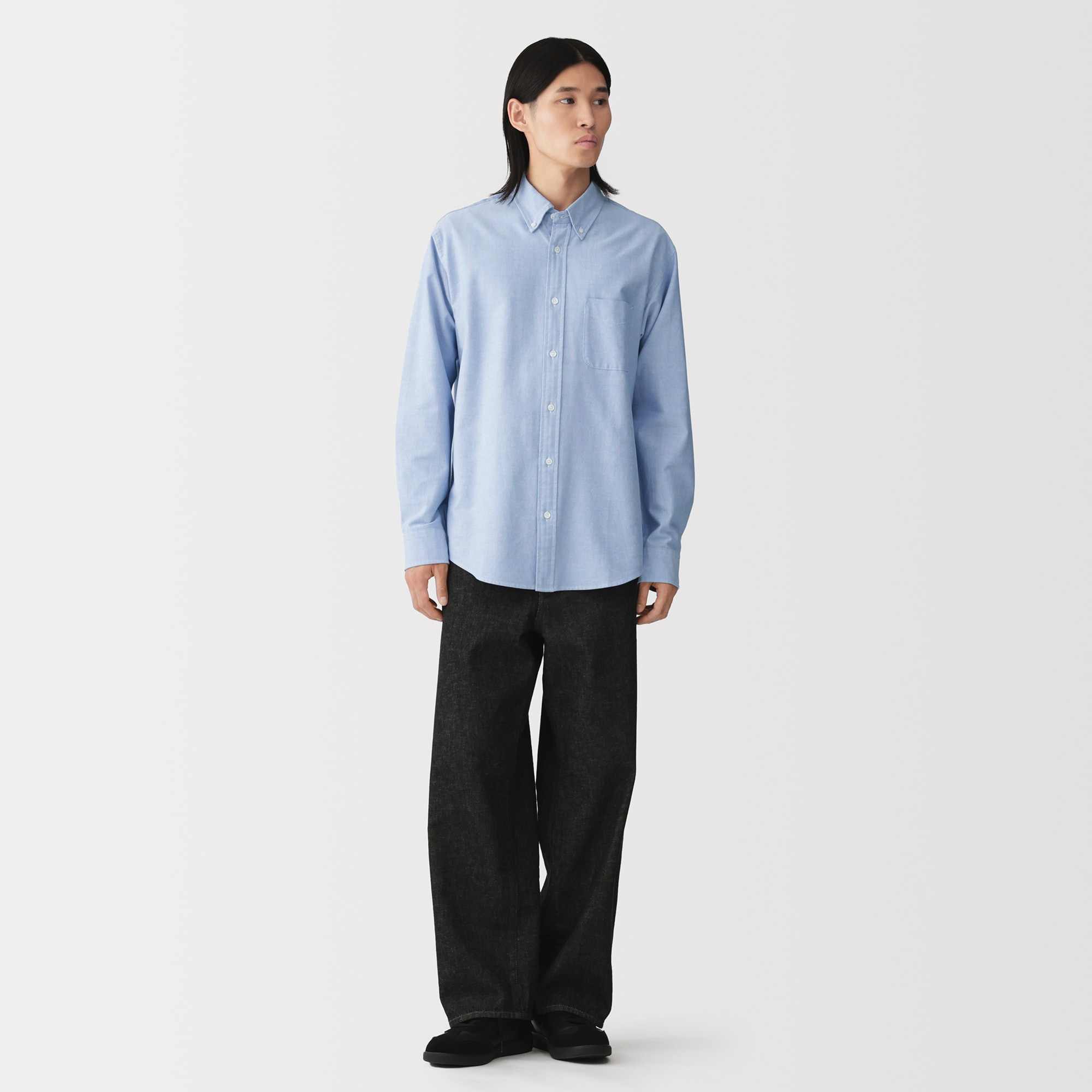 M's Washed oxford button down L/Slv shirt (OS)