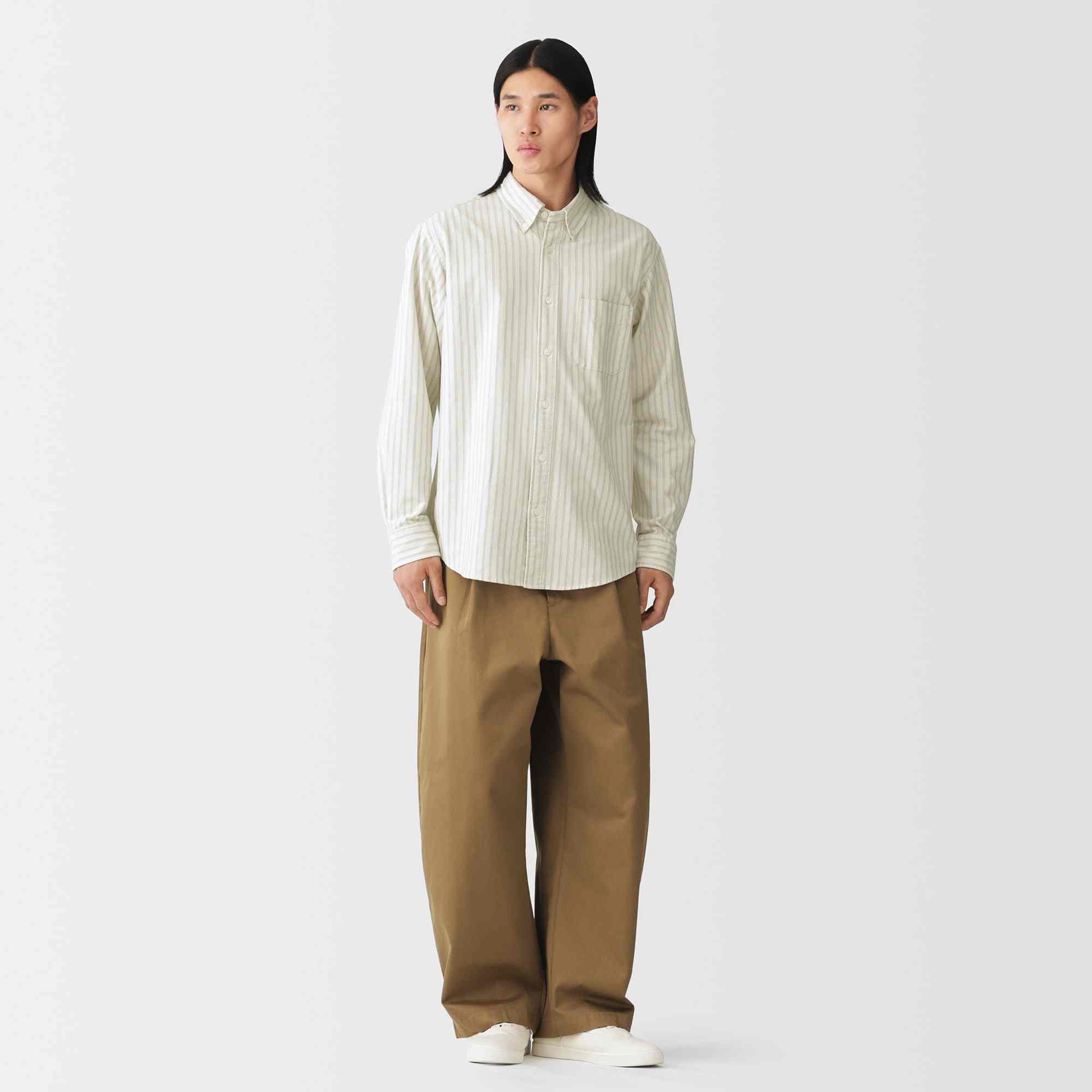 M's Washed oxford button down L/Slv shirt (OS)