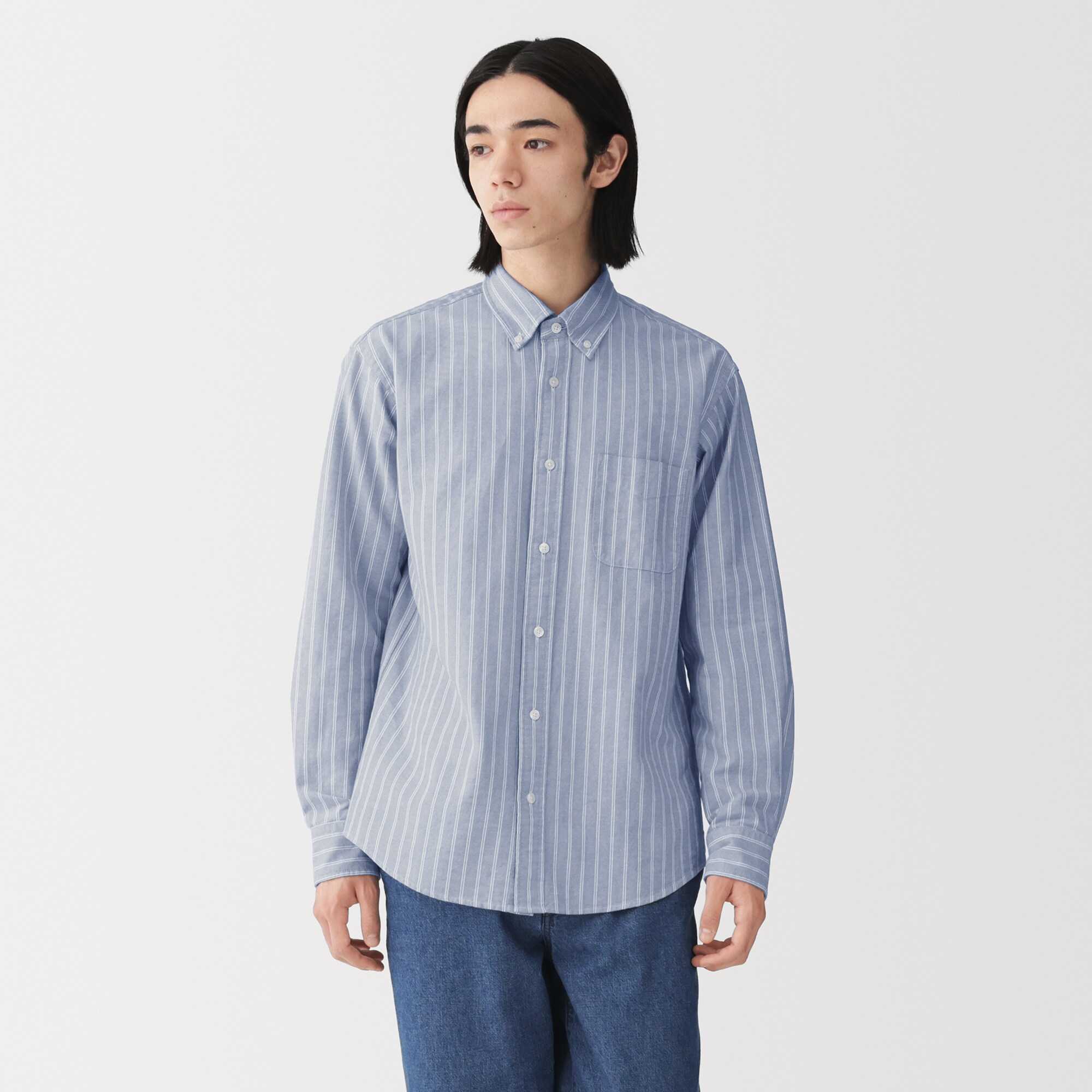 M's Washed oxford button down L/Slv shirt (OS)