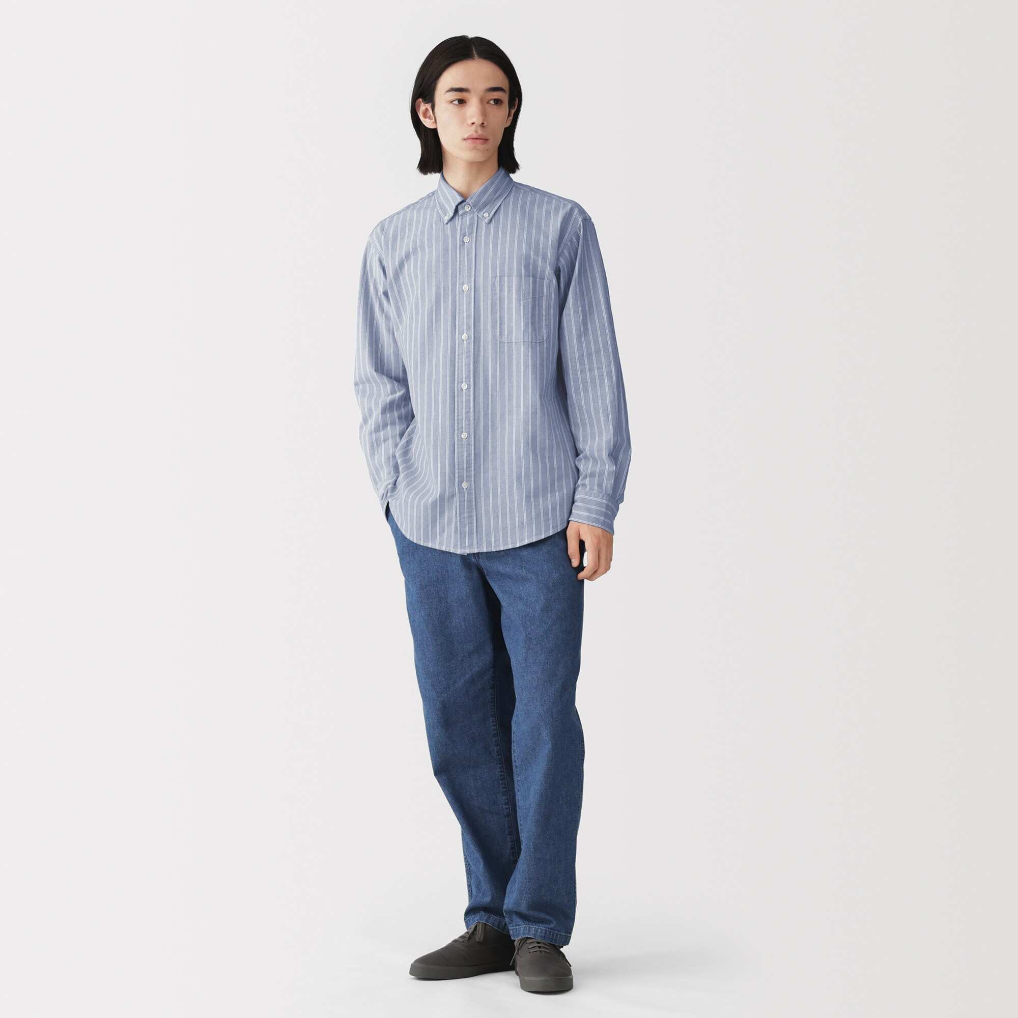 M's Washed oxford button down L/Slv shirt (OS)
