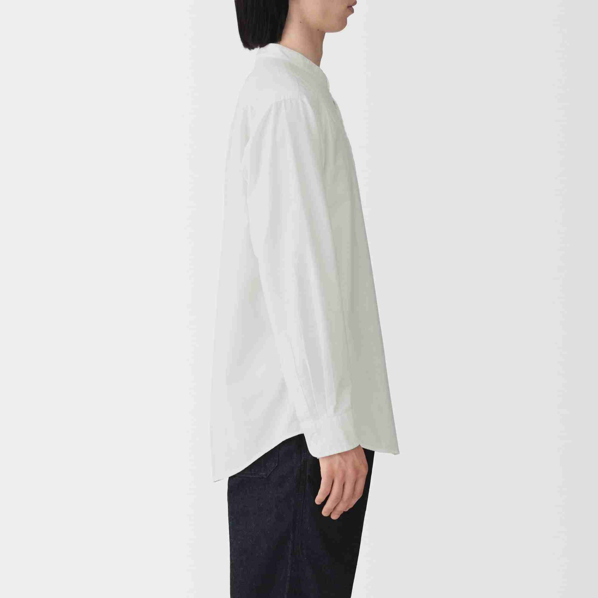 M's Washed oxford stand collar L/Slv shirt (OS)