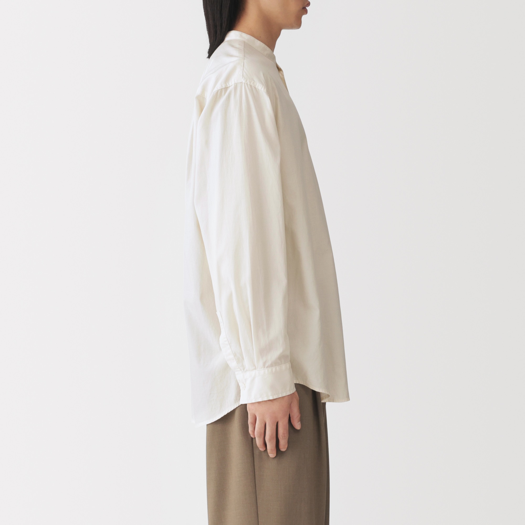 M's Lyocell blended stand collar L/Slv shirt