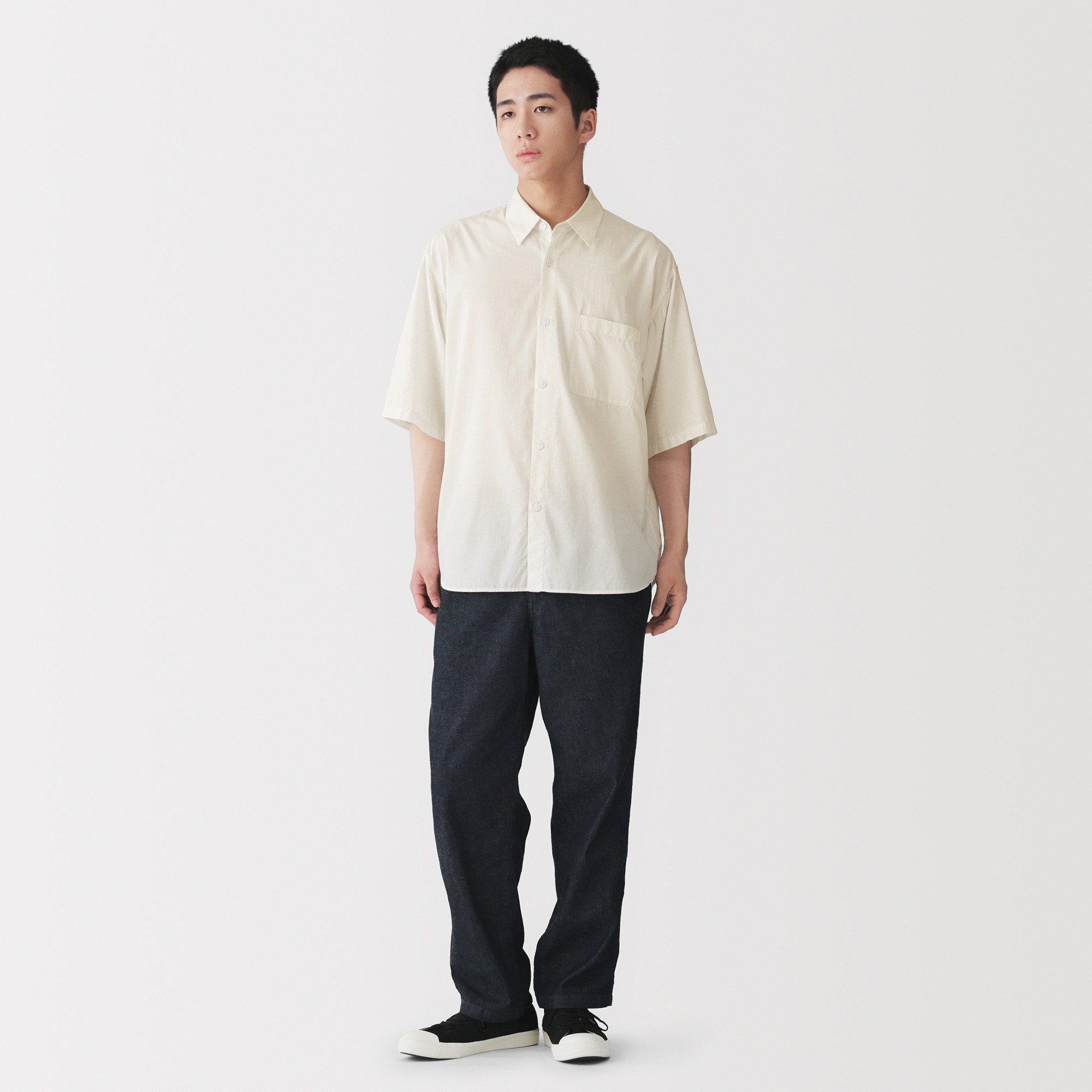 M's Lyocell blended 1/2 sleeve shirt