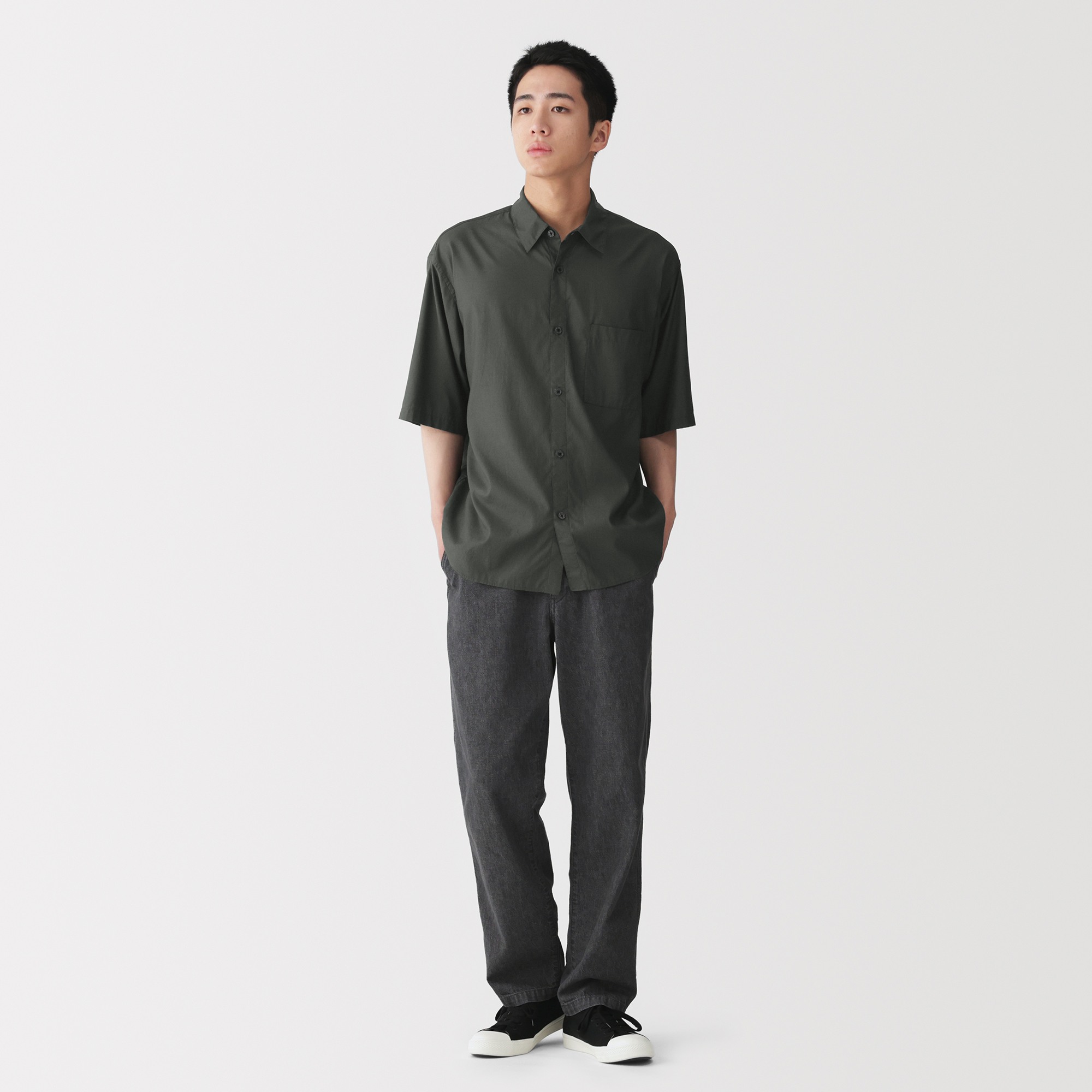 M's Lyocell blended 1/2 sleeve shirt