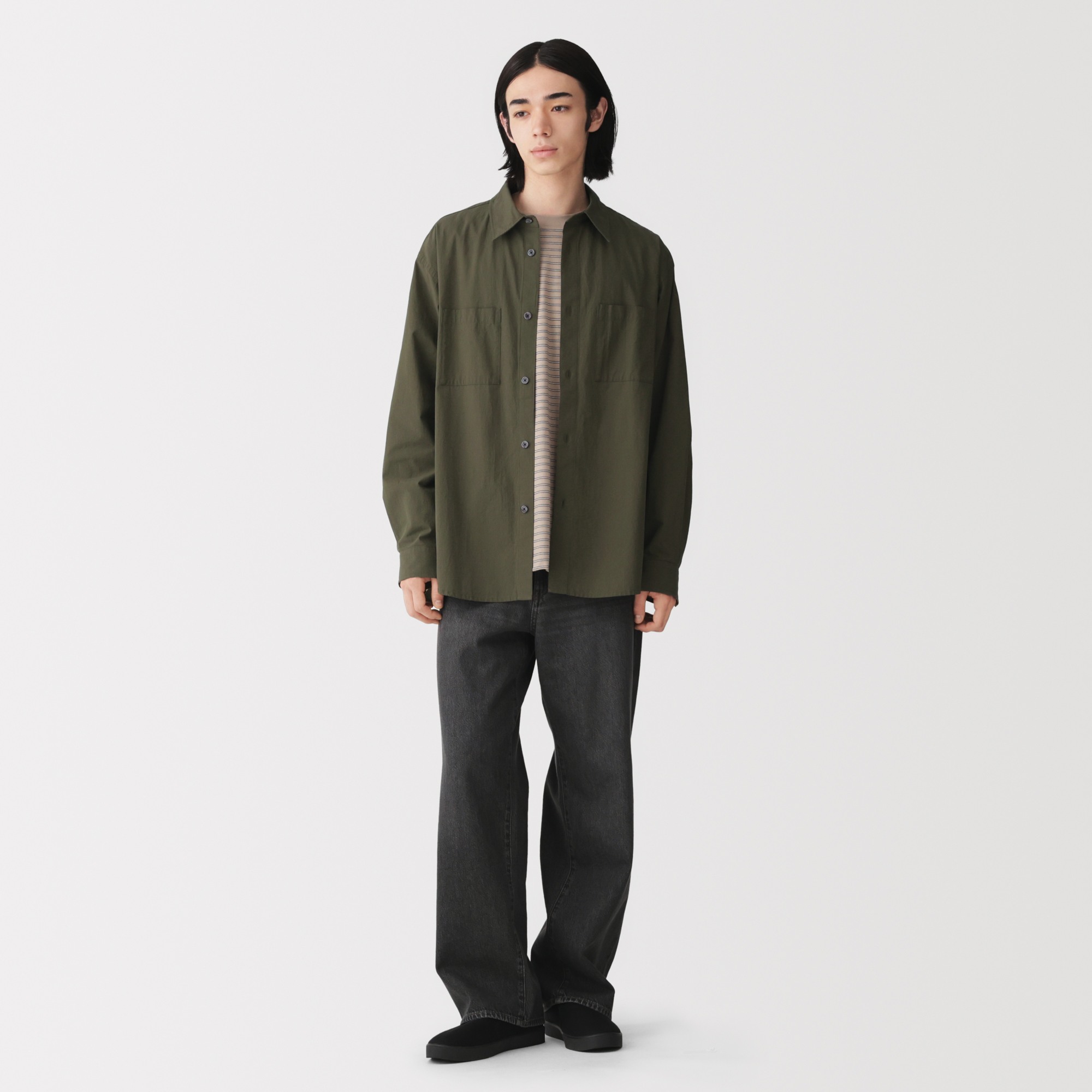 M's Washed broadcloth over shirt