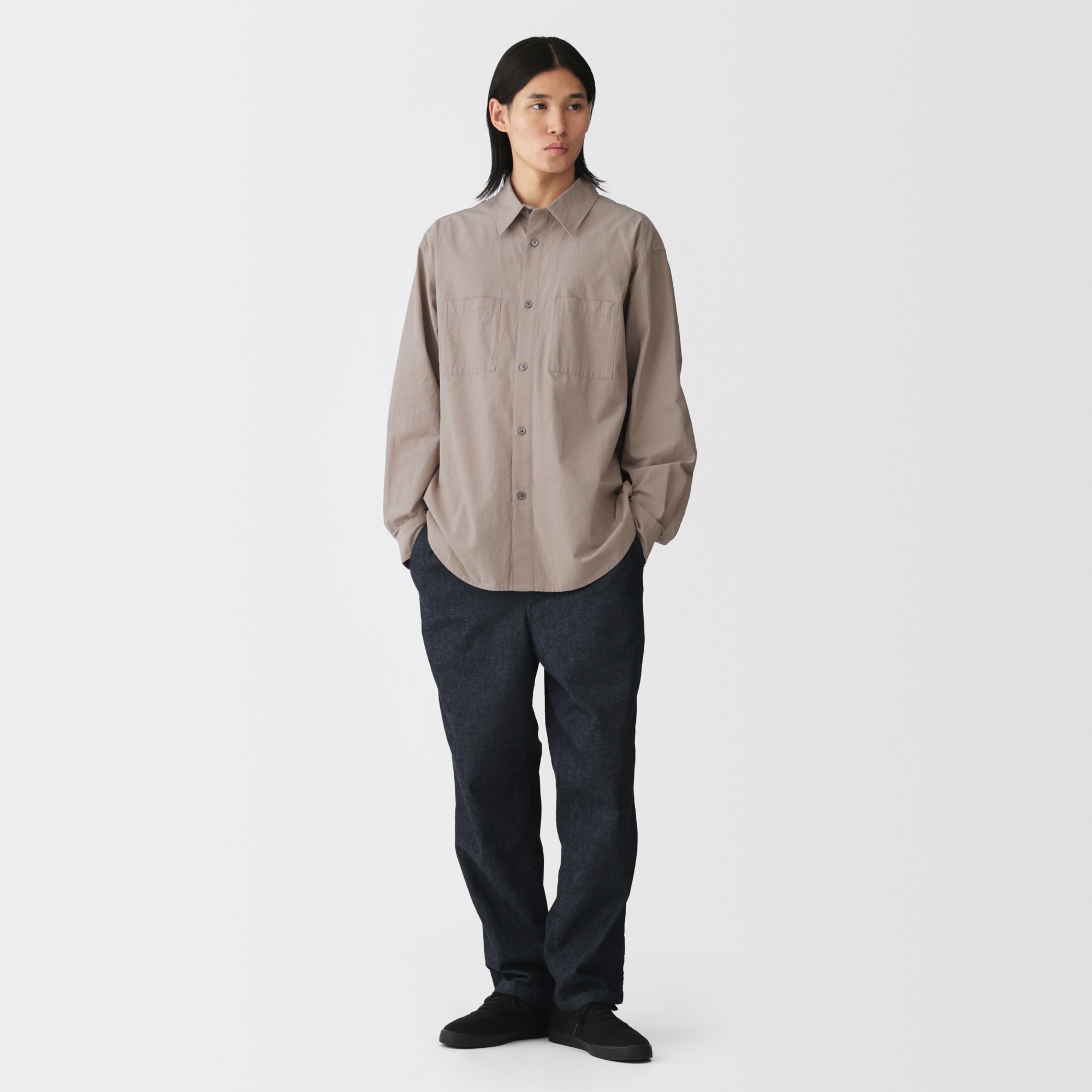 M's Washed broadcloth over shirt