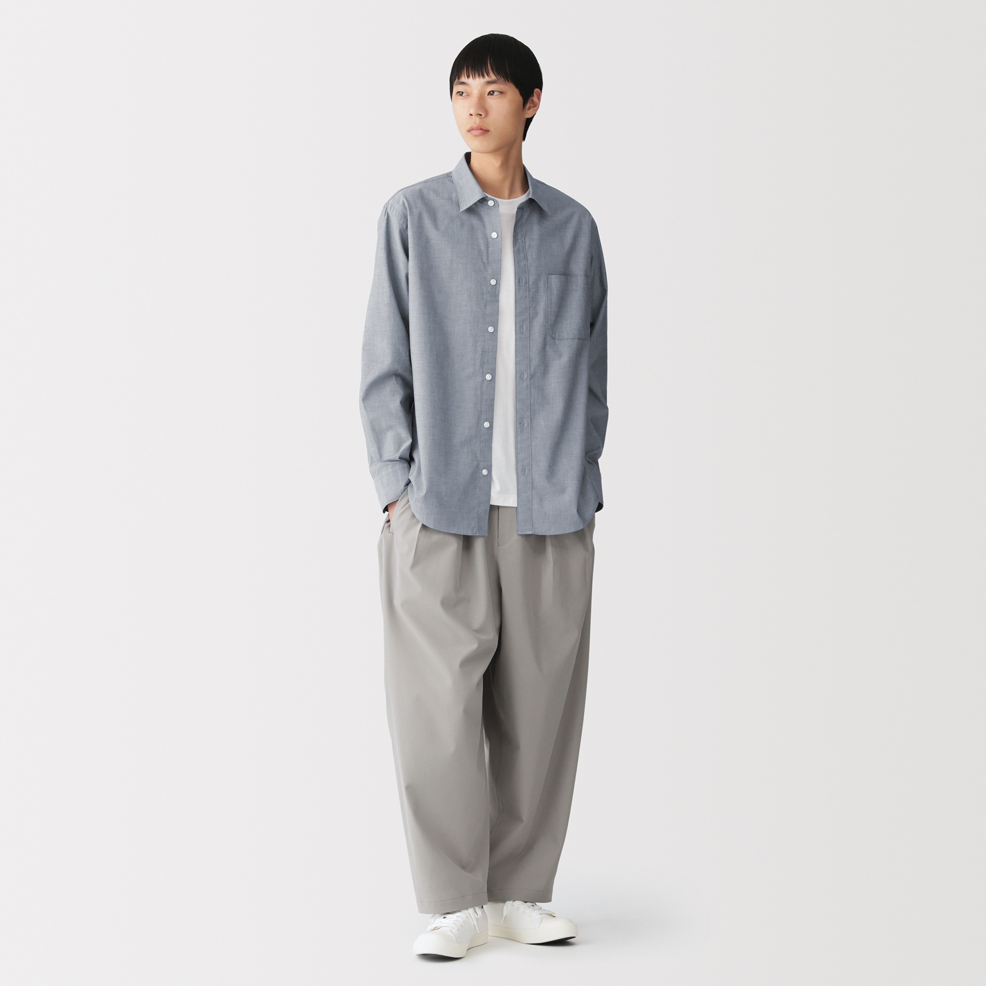 M's Washed broadcloth L/Slv shirt