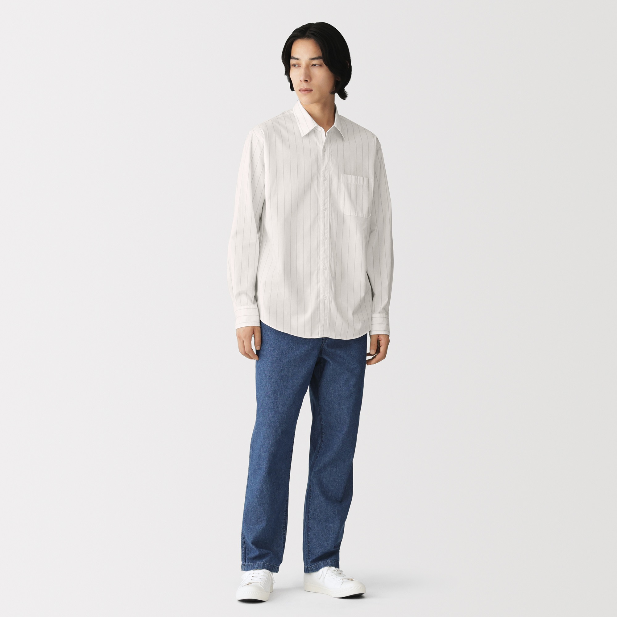 M's Washed broadcloth L/Slv shirt