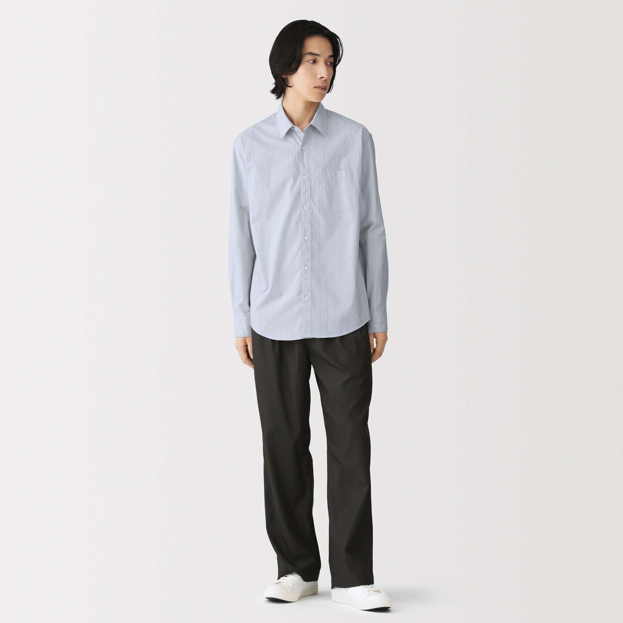 M's Washed broadcloth L/Slv shirt