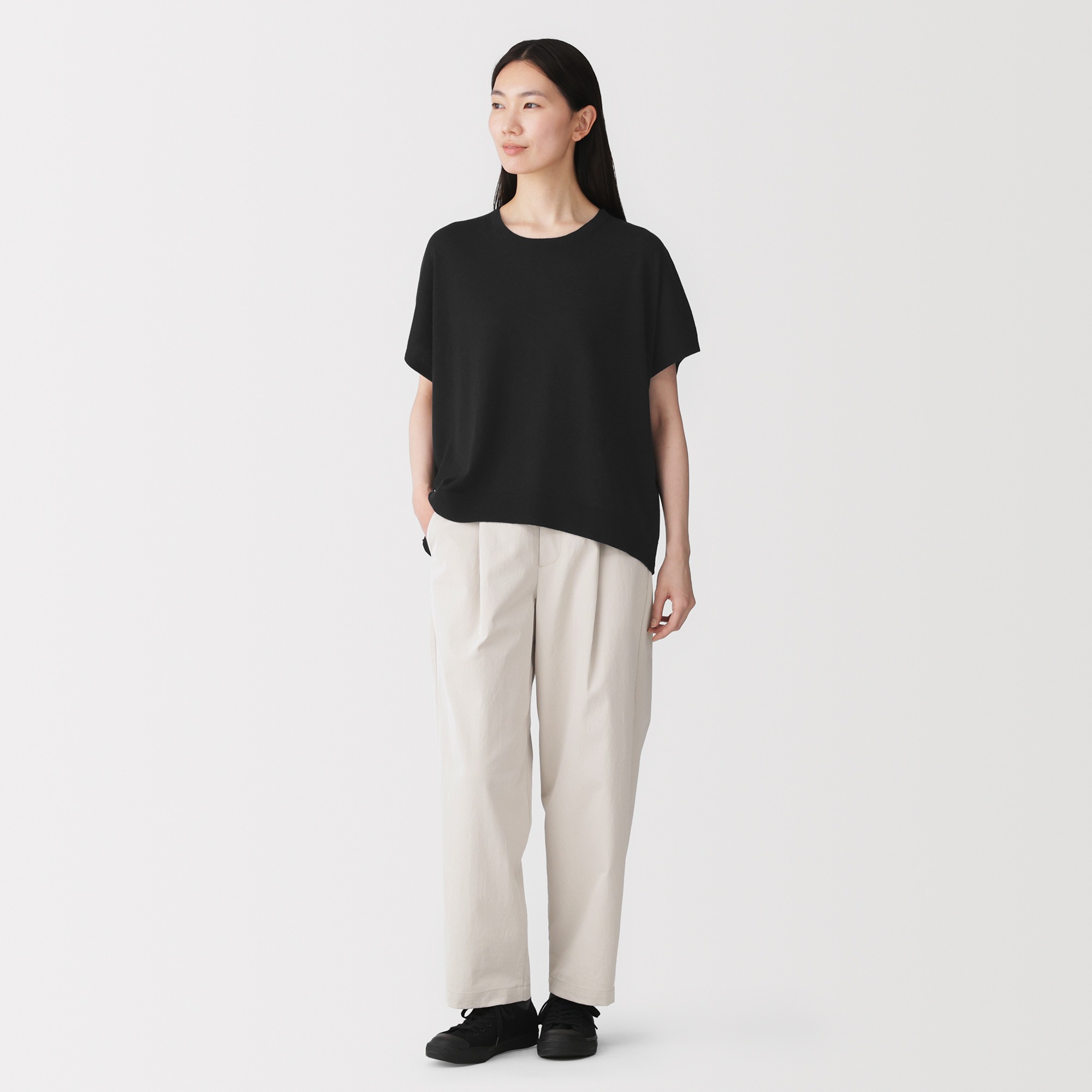 W's Lyocell blended jersey wide-fit sweater