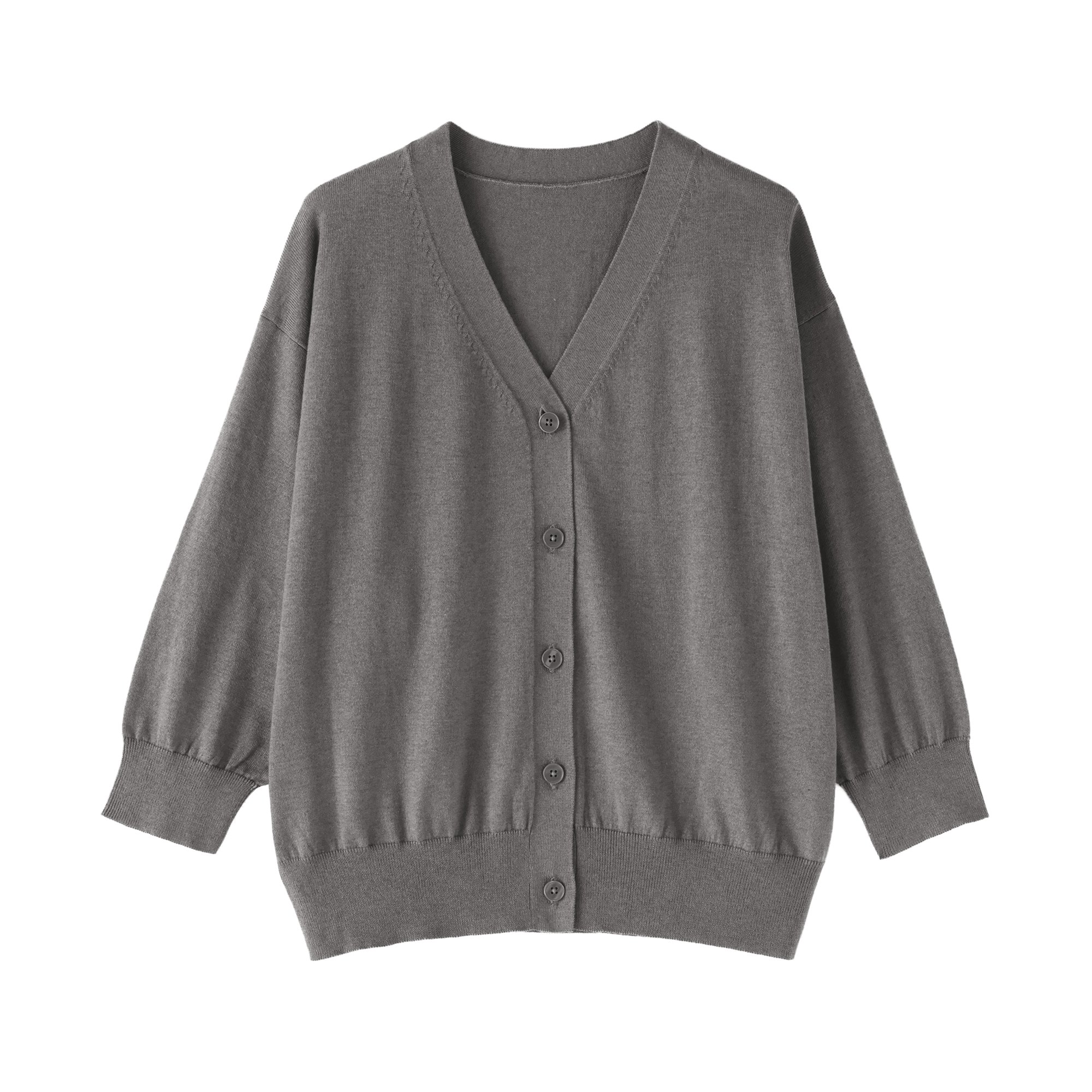 W's Lyocell blended jersey 3/4 sleeve wide-fit cardigan