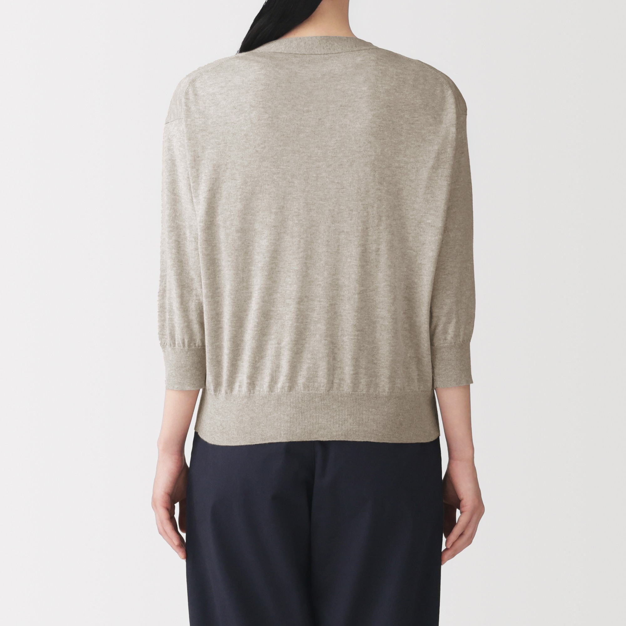 W's Lyocell blended jersey 3/4 sleeve wide-fit cardigan