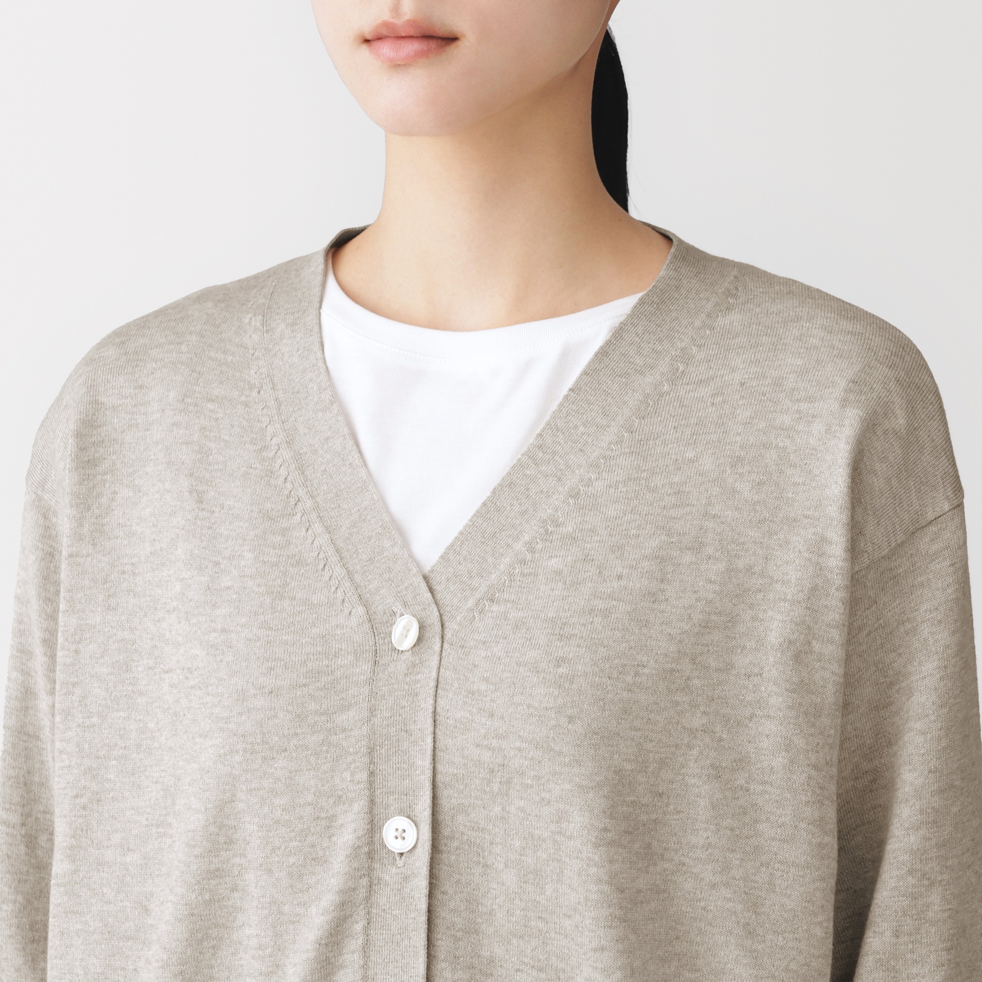 W's Lyocell blended jersey 3/4 sleeve wide-fit cardigan
