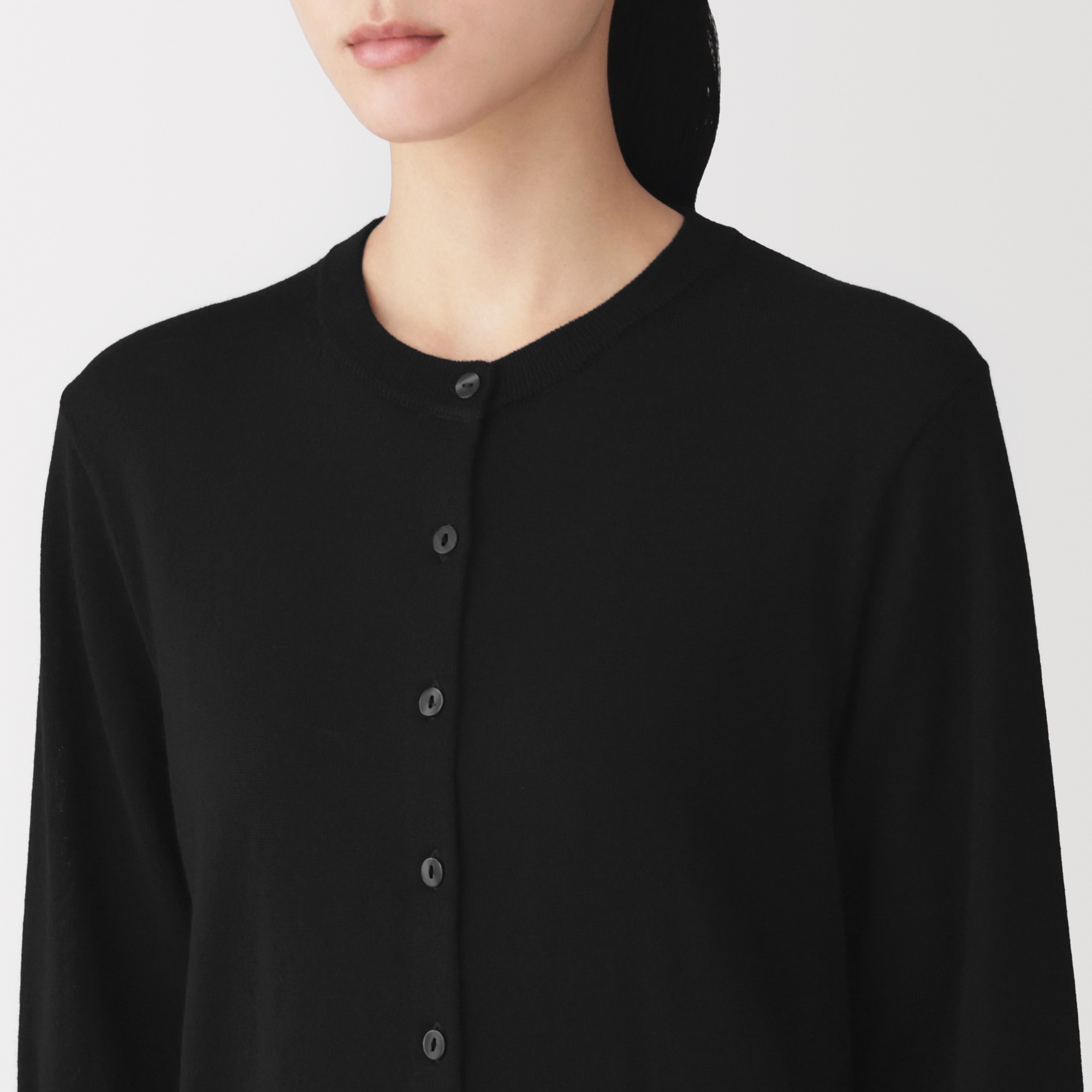 W's Washable high-gauge crew neck cardigan