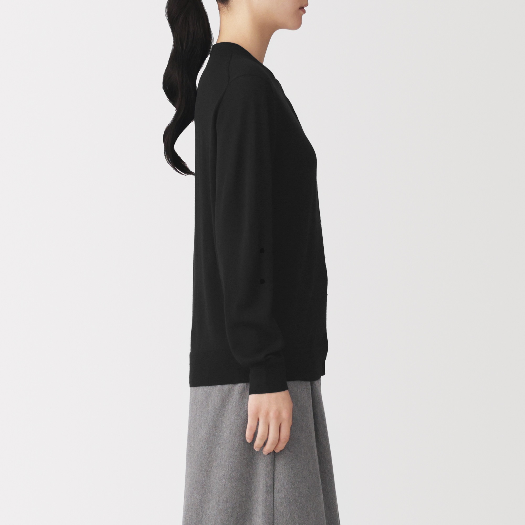W's Washable high-gauge crew neck cardigan