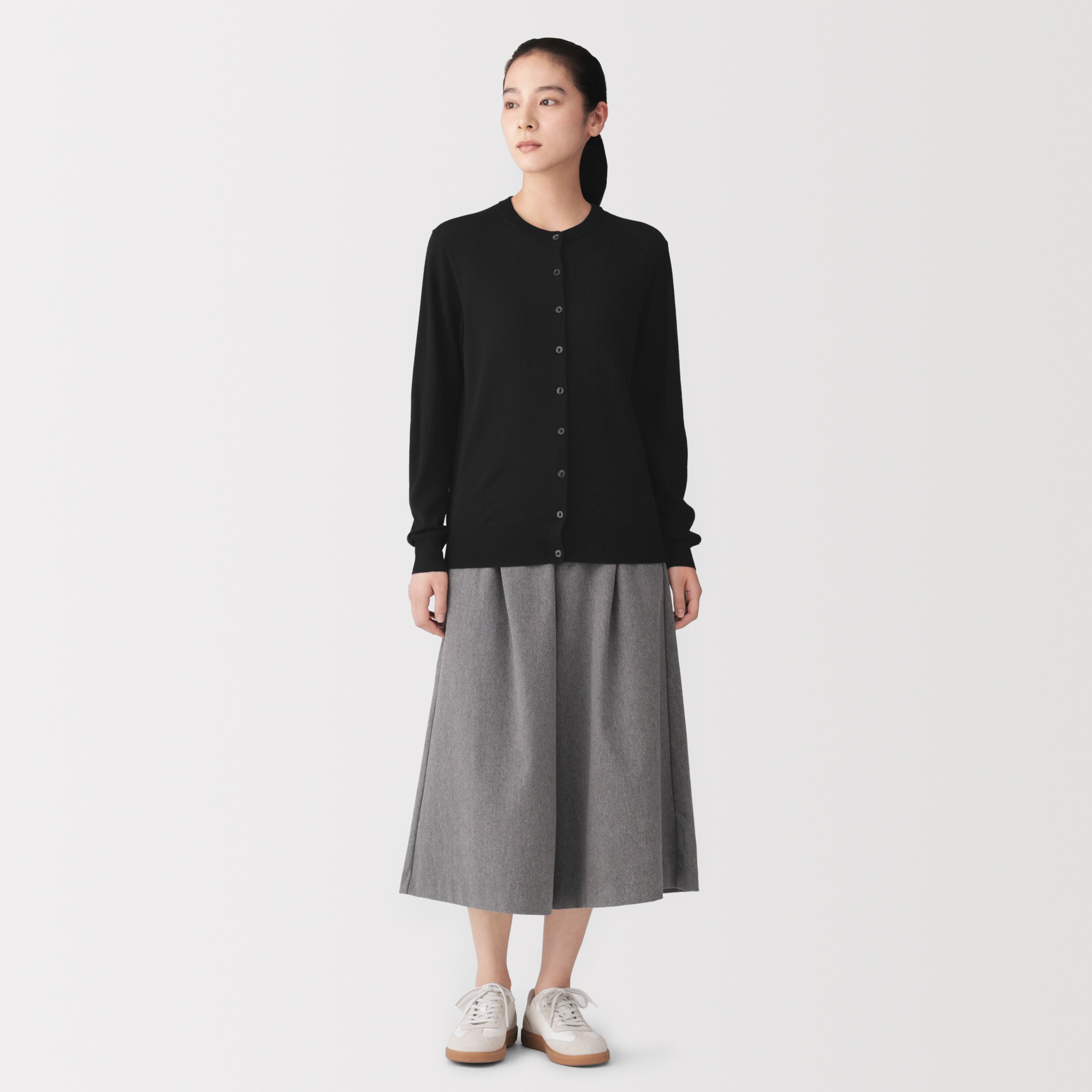 W's Washable high-gauge crew neck cardigan