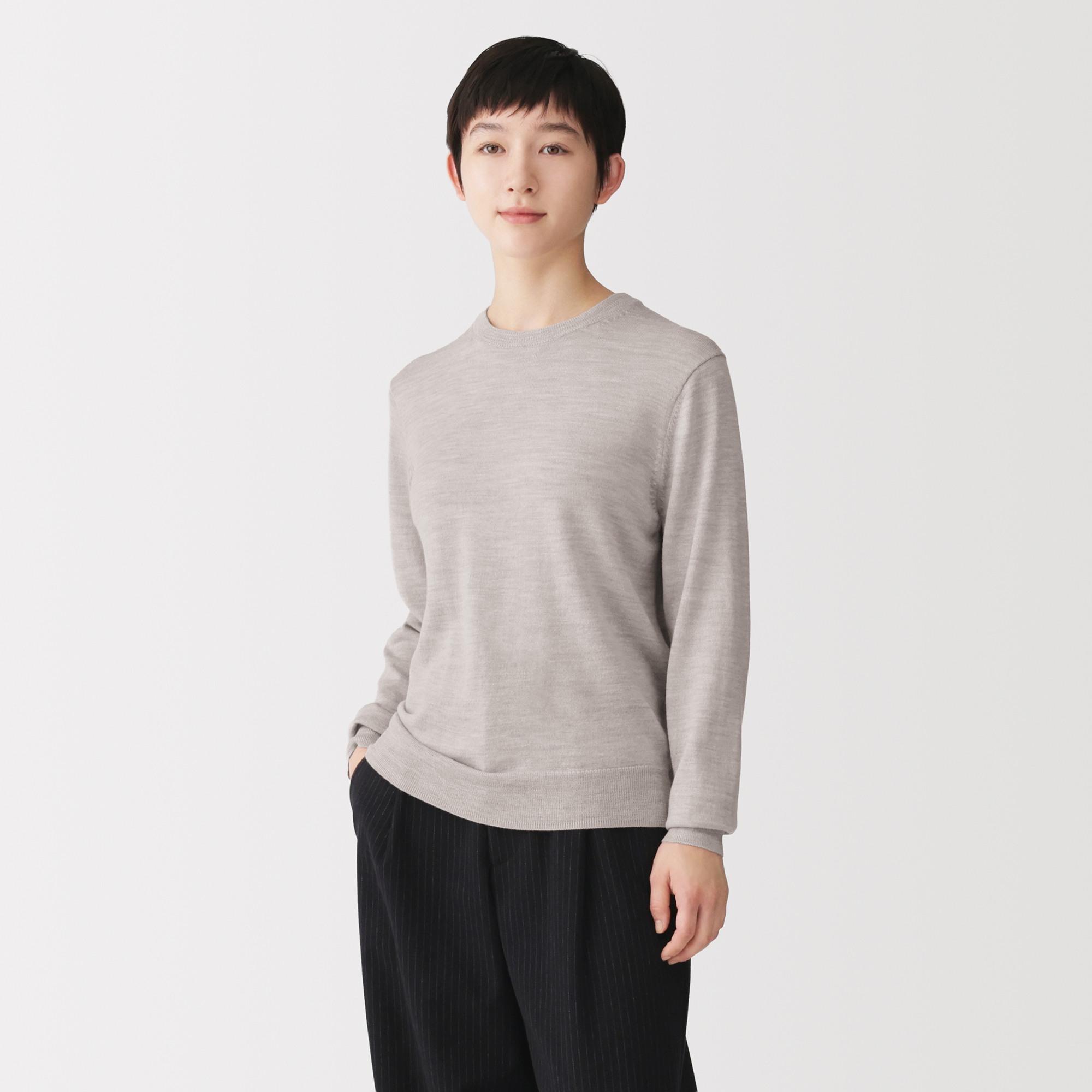 W's Washable high-gauge crew neck sweater