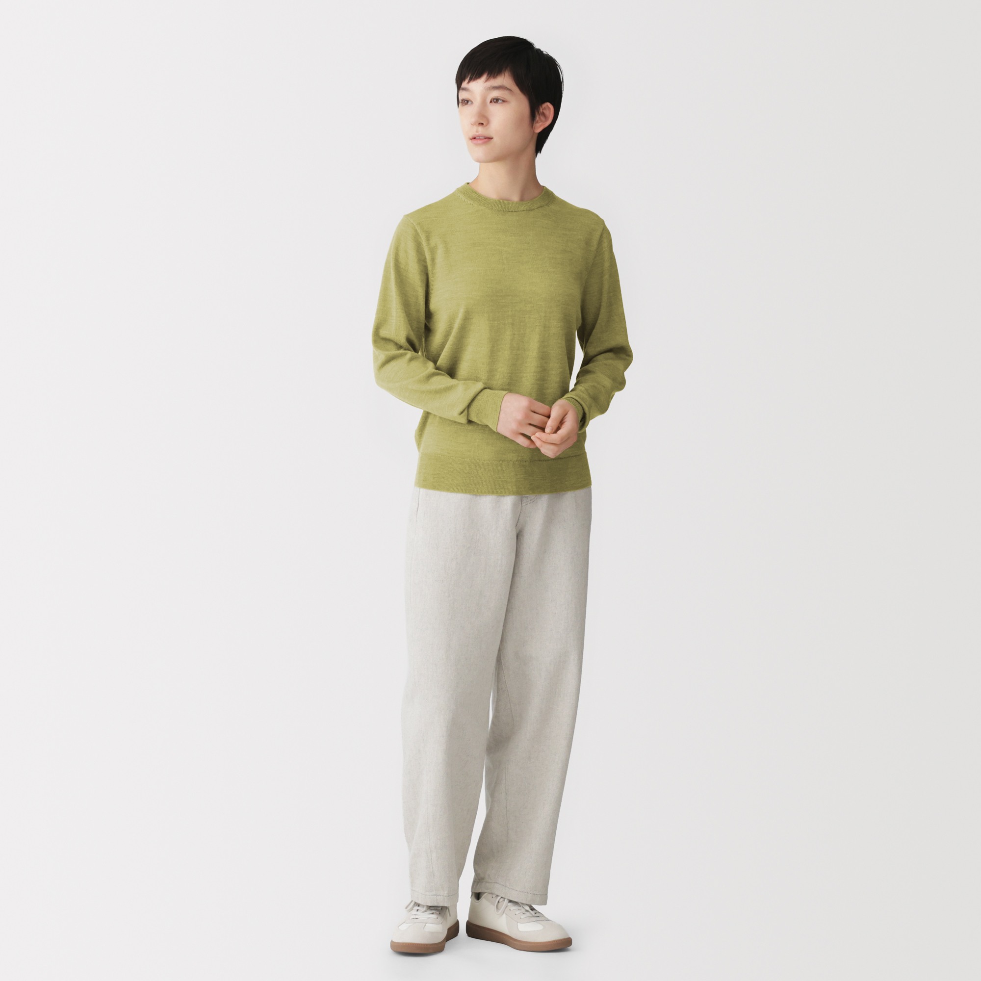 W's Washable high-gauge crew neck sweater