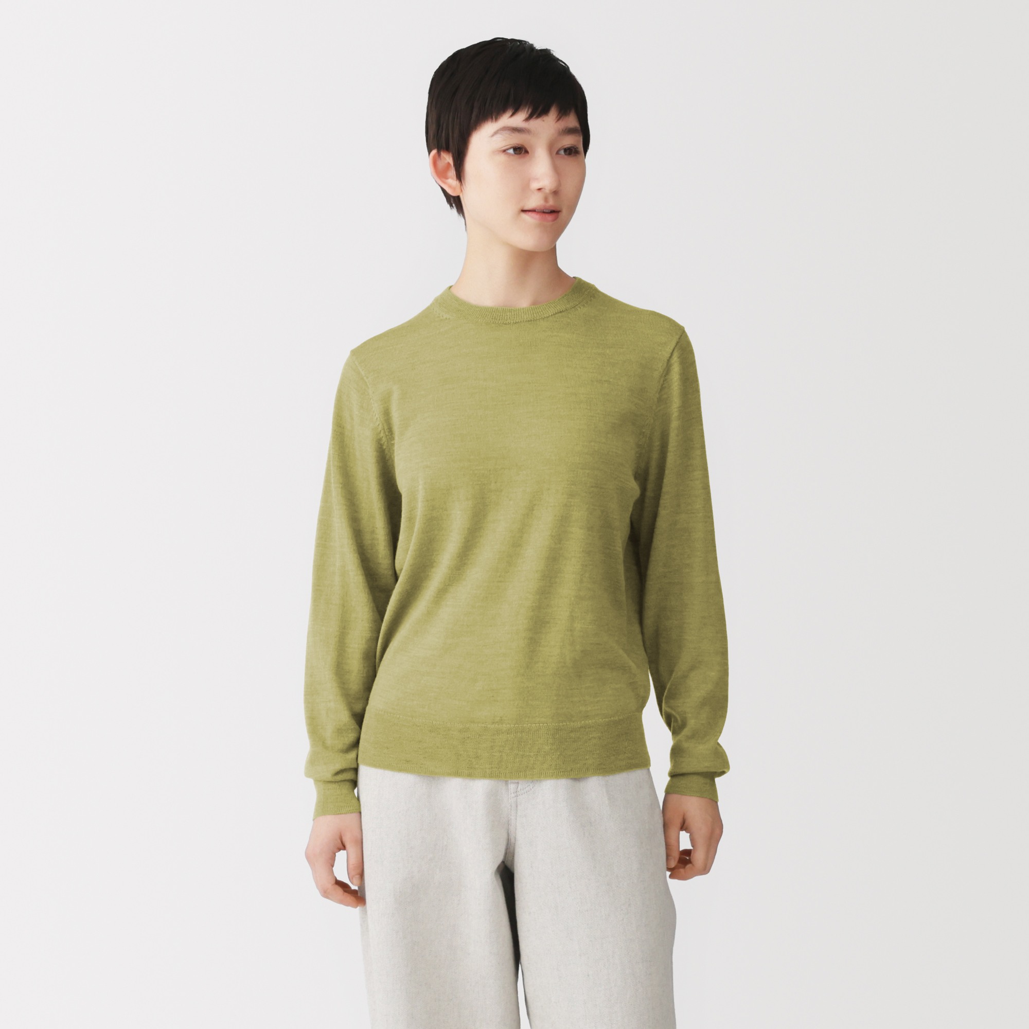 W's Washable high-gauge crew neck sweater