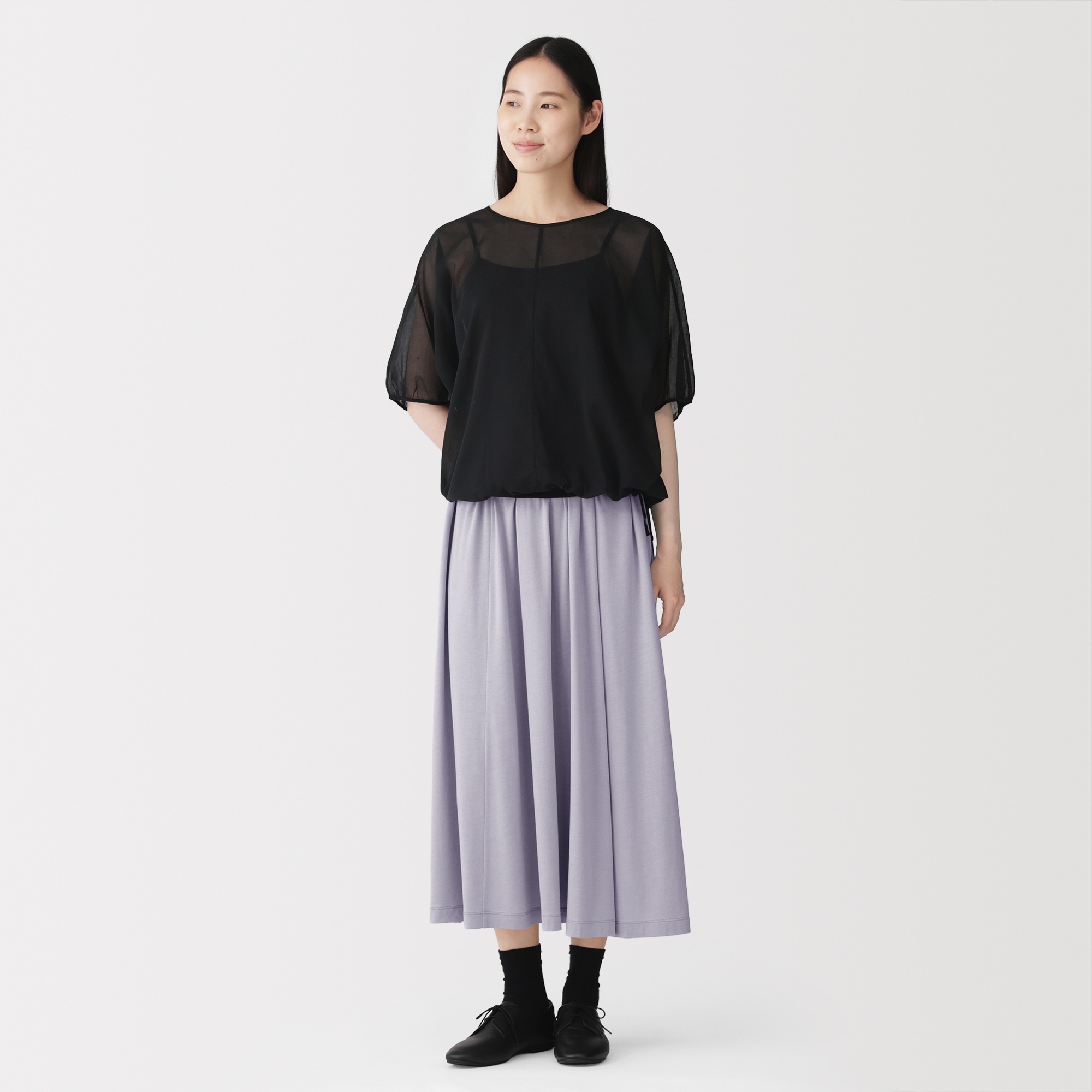 W's Lyocell blended jersey gather skirt