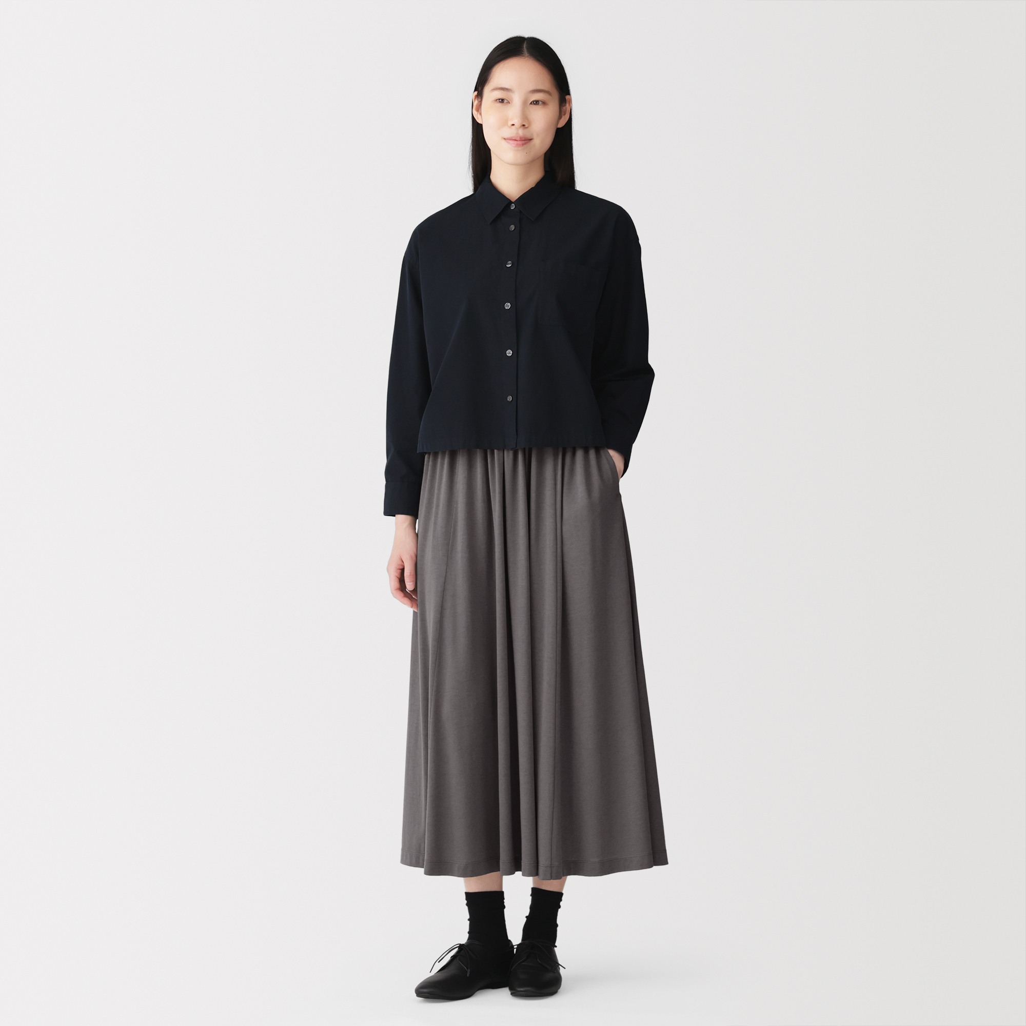 W's Lyocell blended jersey gather skirt