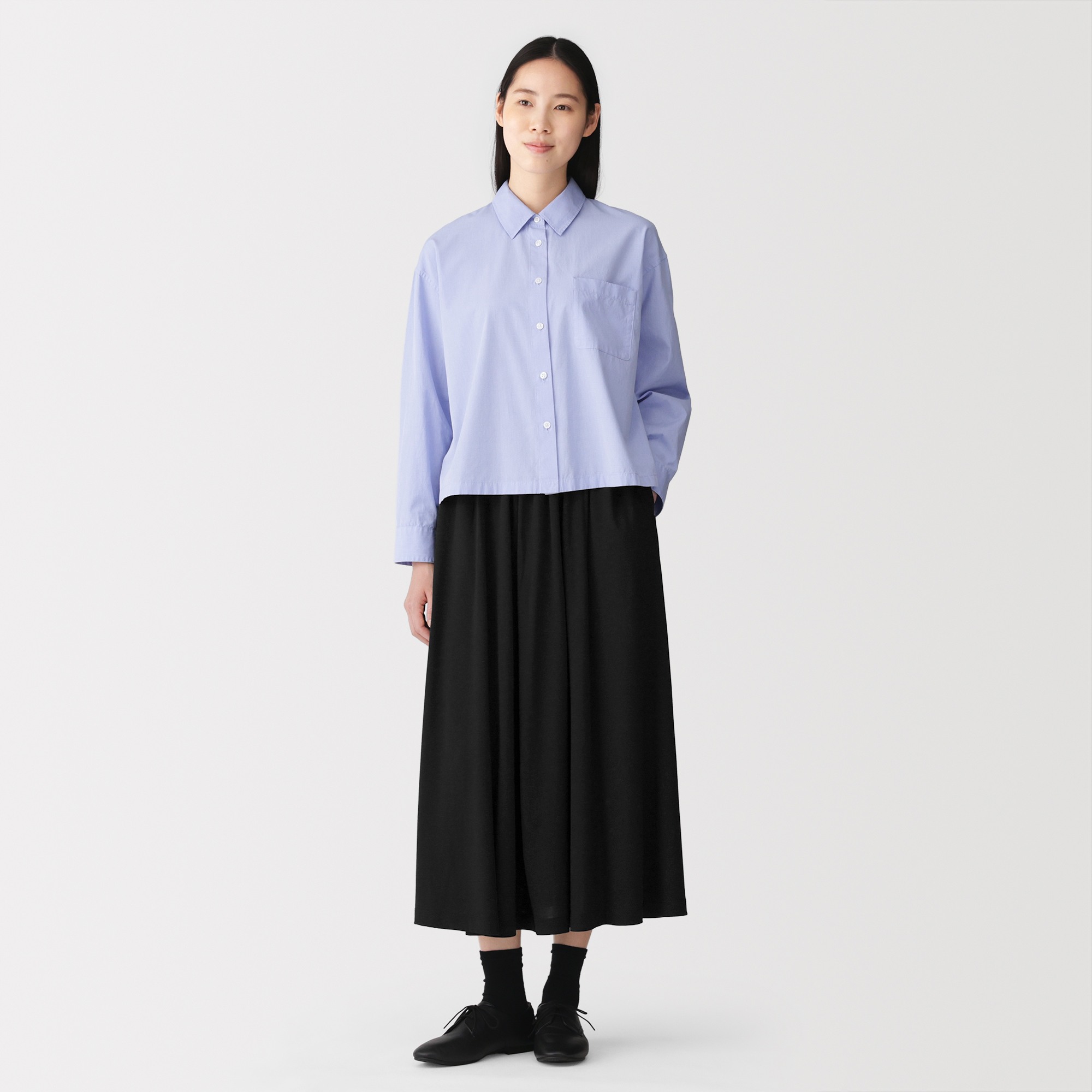 W's Lyocell blended jersey gather skirt