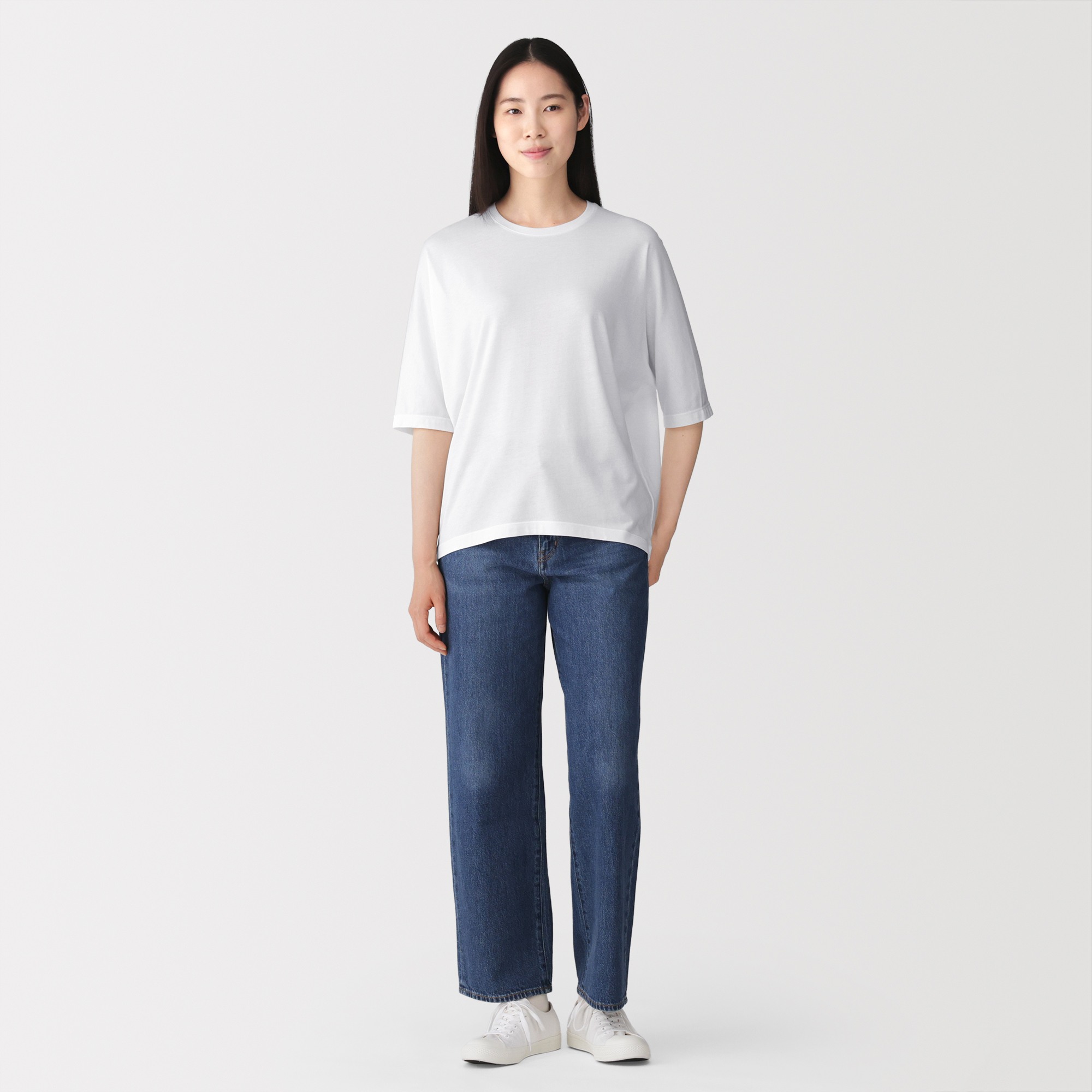 W's Lyocell blended jersey crew neck half sleeve pullover
