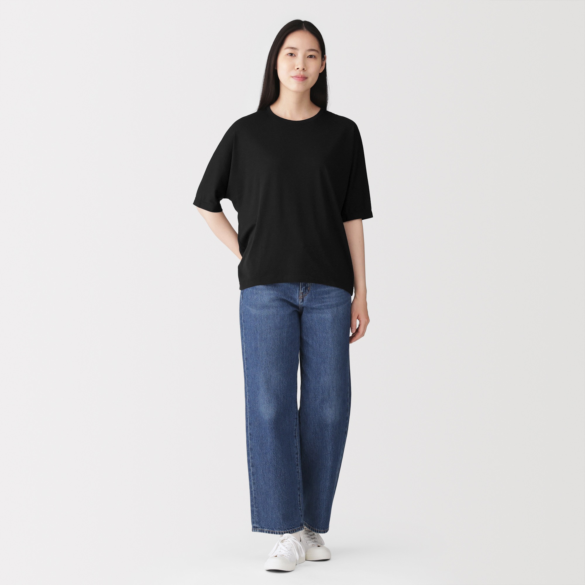 W's Lyocell blended jersey crew neck half sleeve pullover