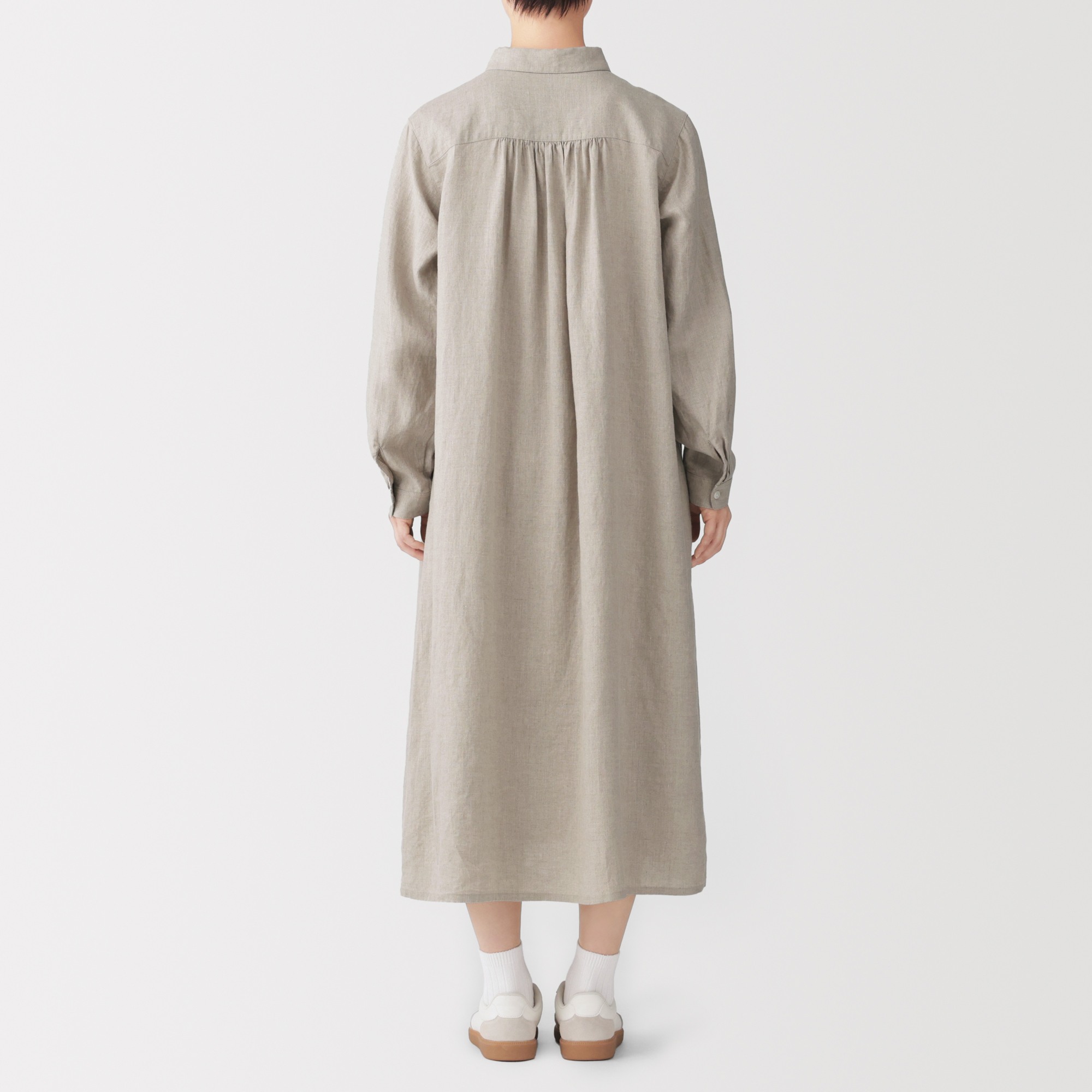 W's Washed linen L/Slv shirt dress(ASEAN)