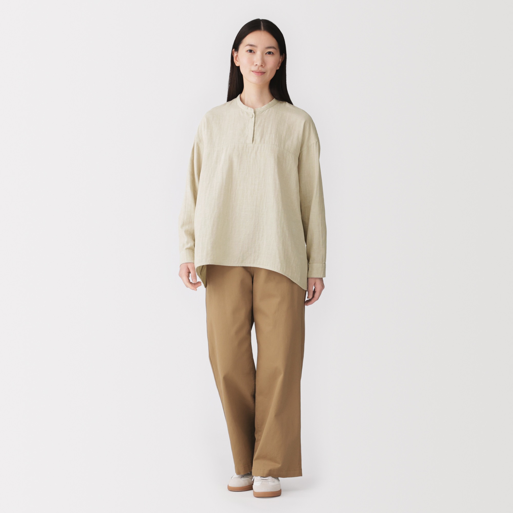 W's Kapok blended double gauze L/Slv blouse