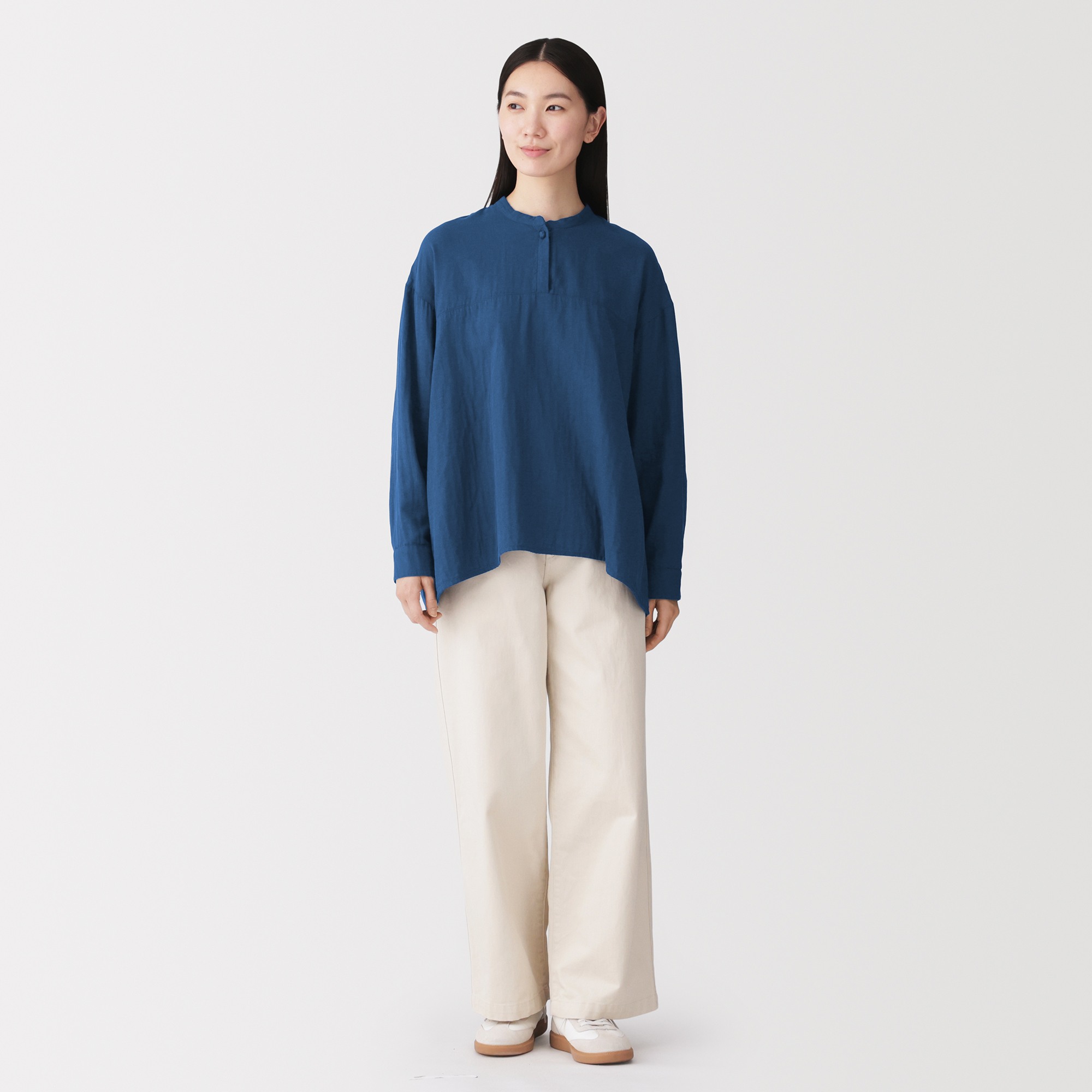 W's Kapok blended double gauze L/Slv blouse