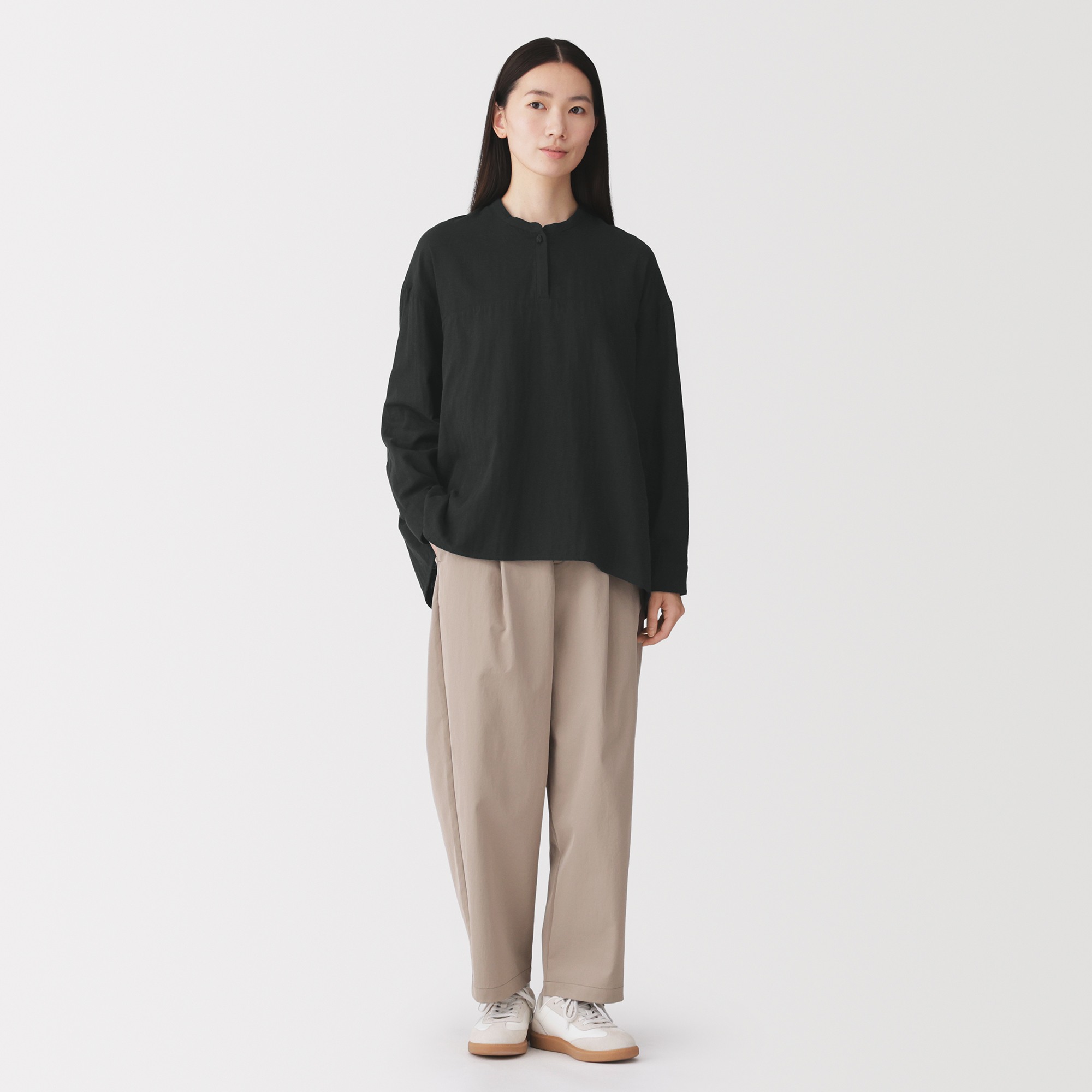 W's Kapok blended double gauze L/Slv blouse