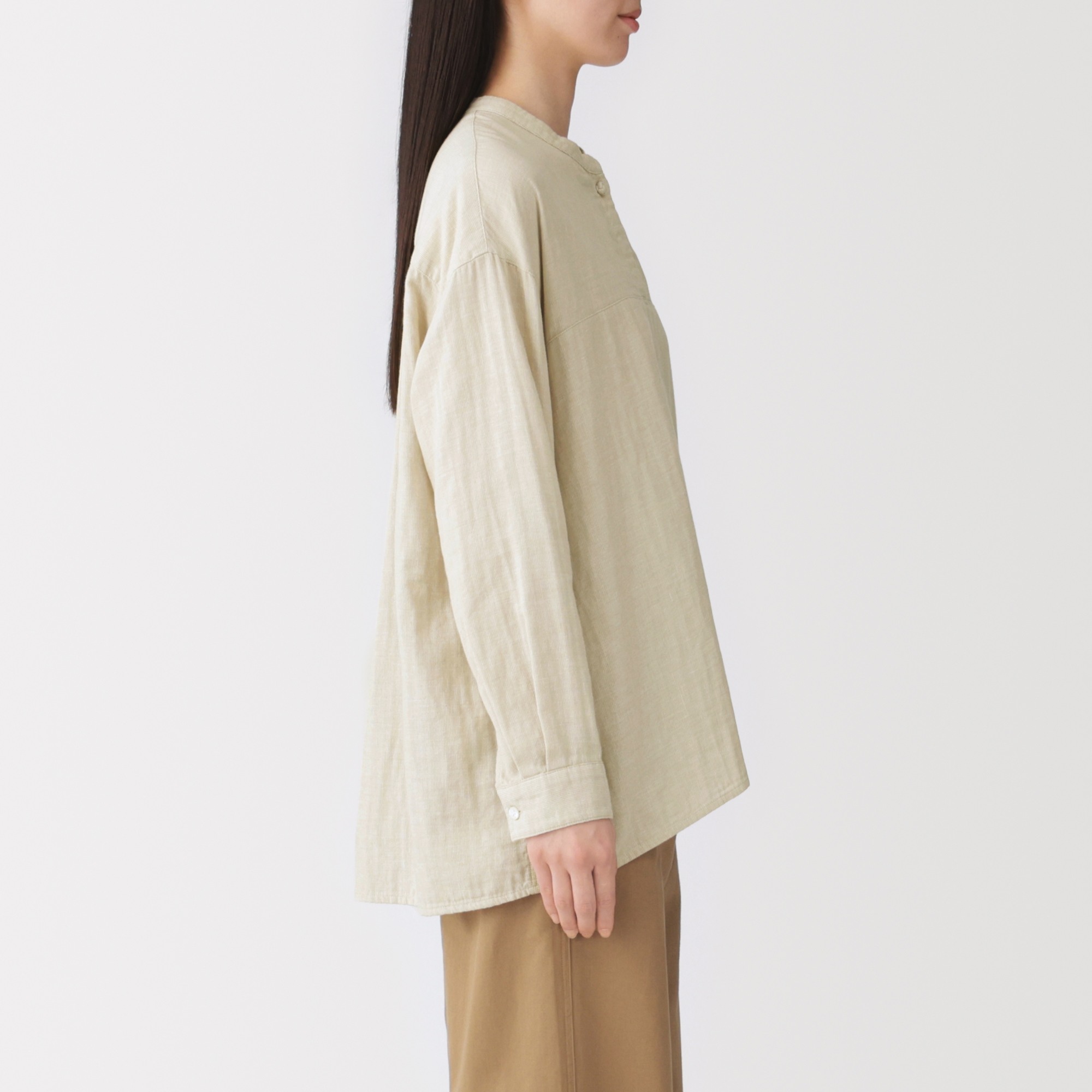 W's Kapok blended double gauze L/Slv blouse