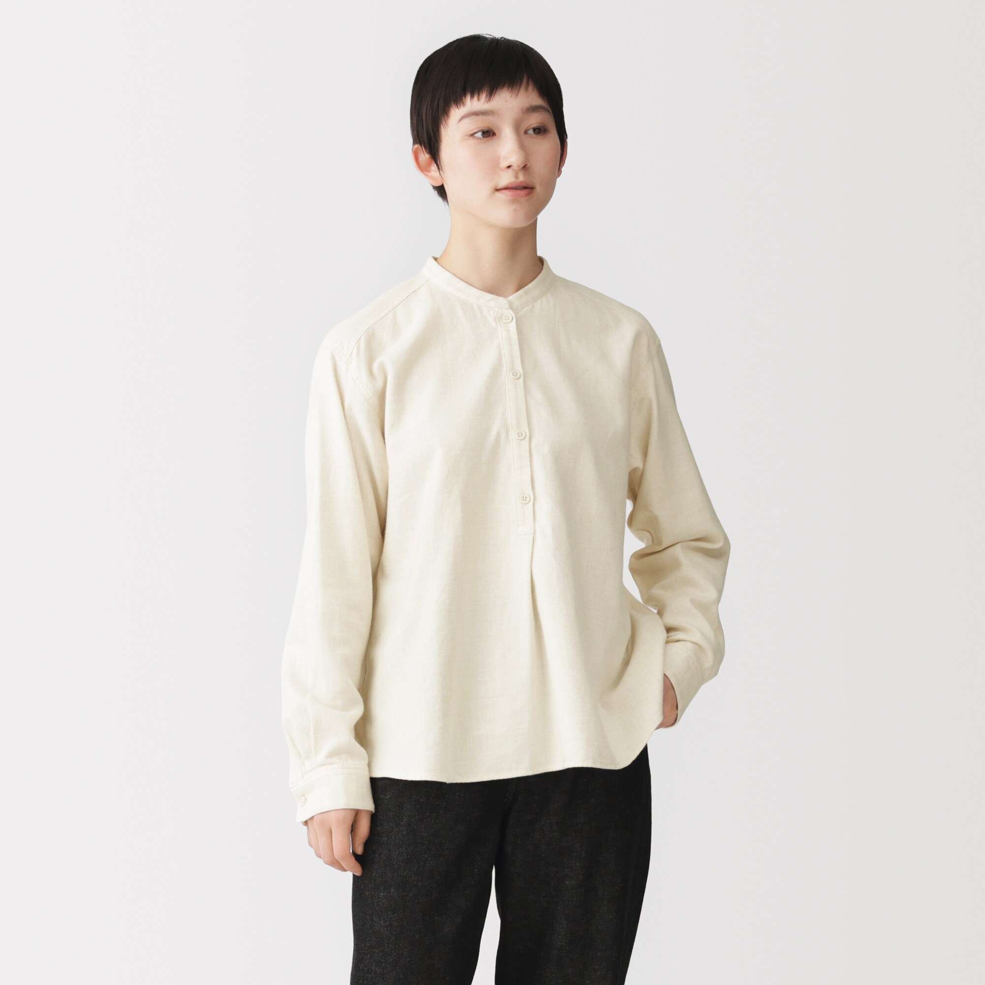 W's Double brushed flannel L/Slv blouse(OS)
