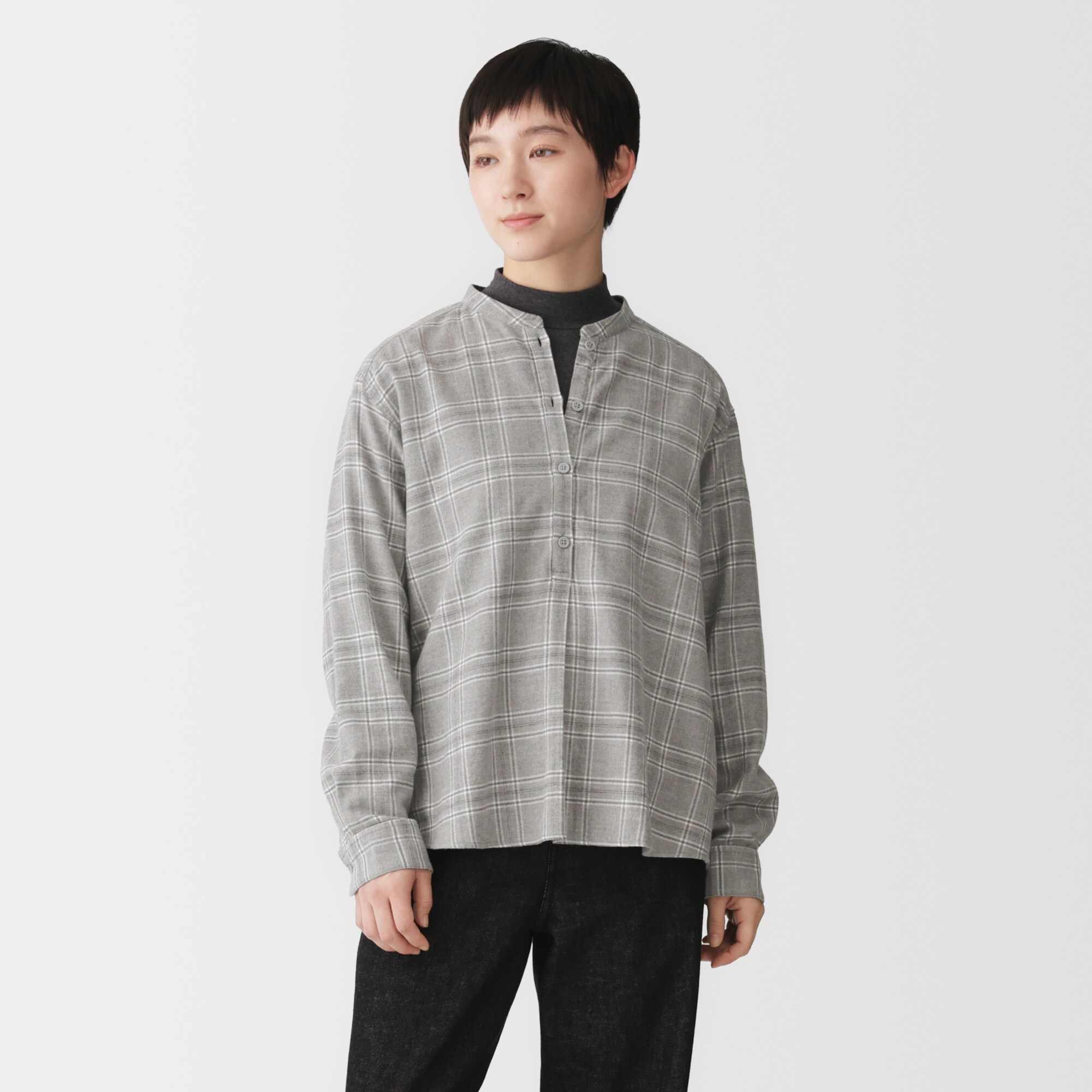 W's Double brushed flannel L/Slv blouse(OS)
