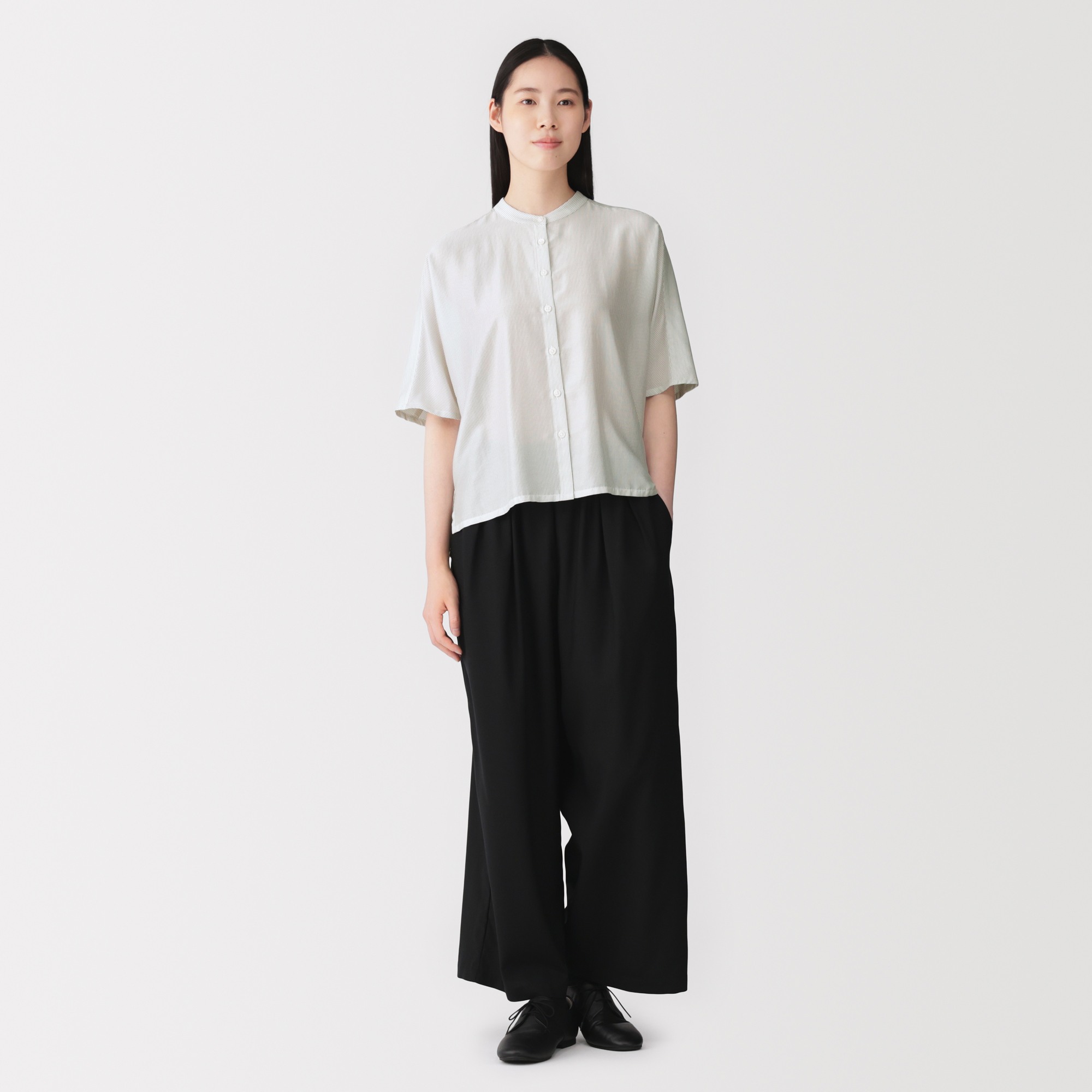 W's Lyocell blended 1/2 sleeve blouse