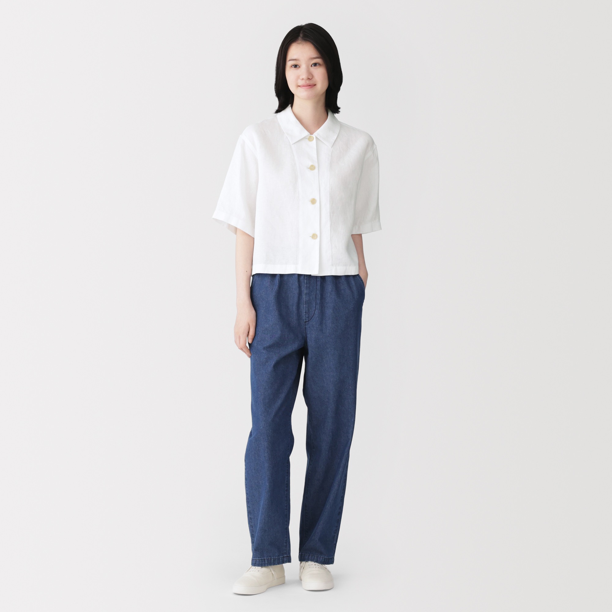 W's Washed linen S/Slv shirt (ASEAN)