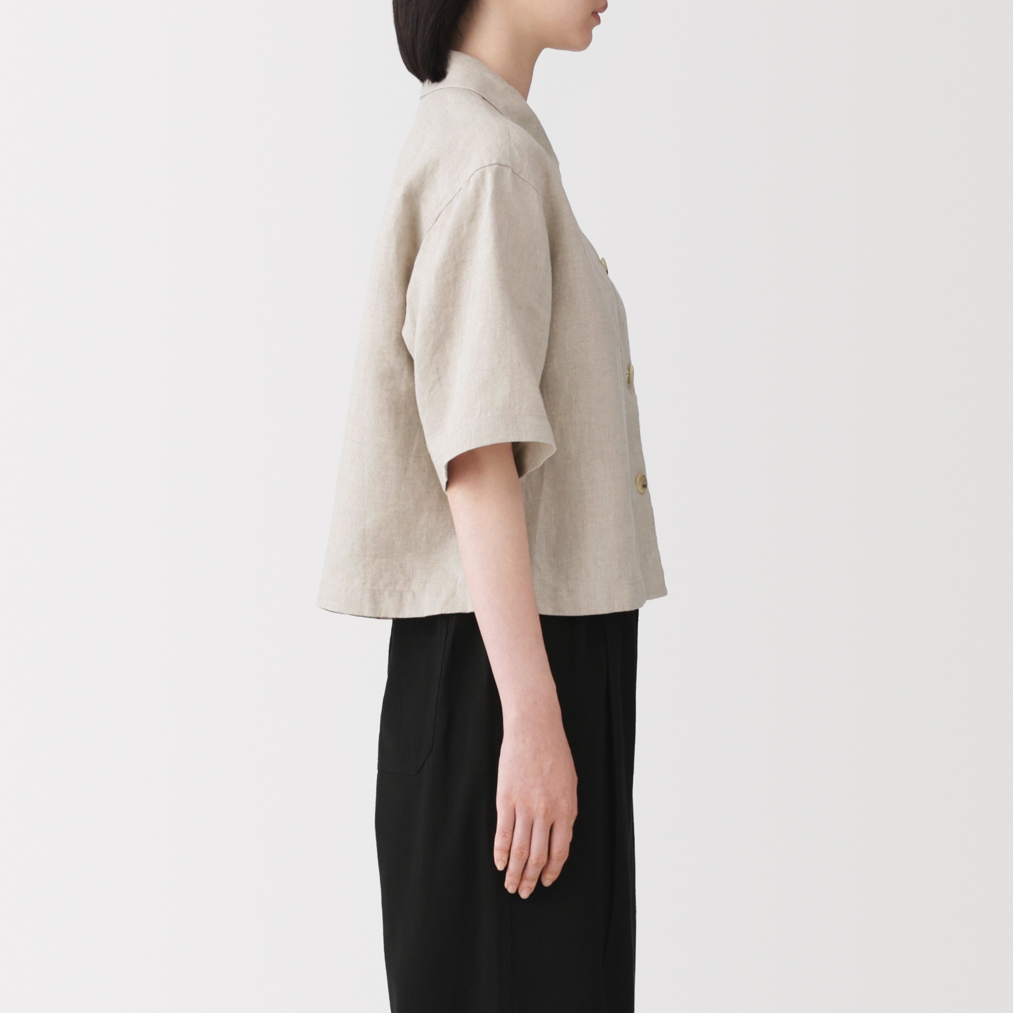 W's Washed linen S/Slv shirt (ASEAN)