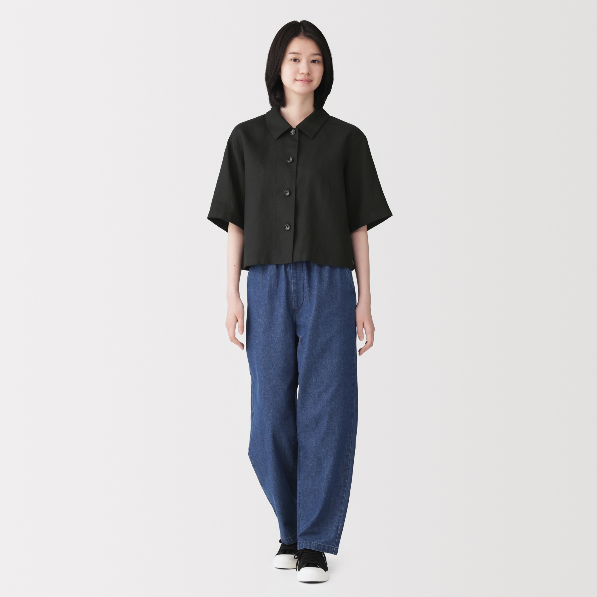 W's Washed linen S/Slv shirt (ASEAN)