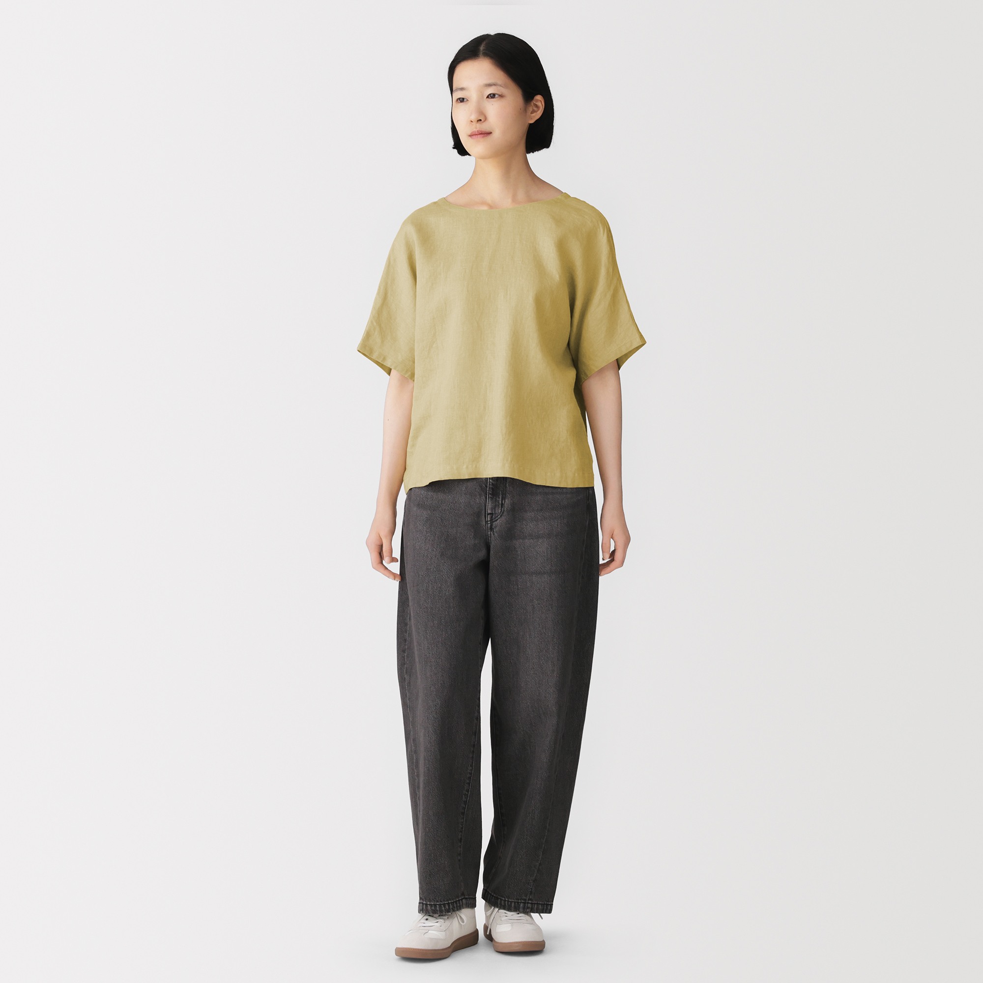 W's Washed linen S/Slv blouse (ASEAN)