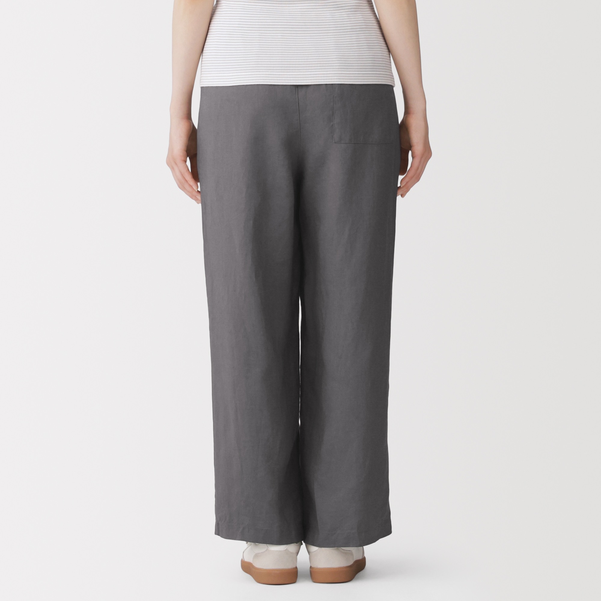 W's Washed linen easy wide-fit pants(OS)