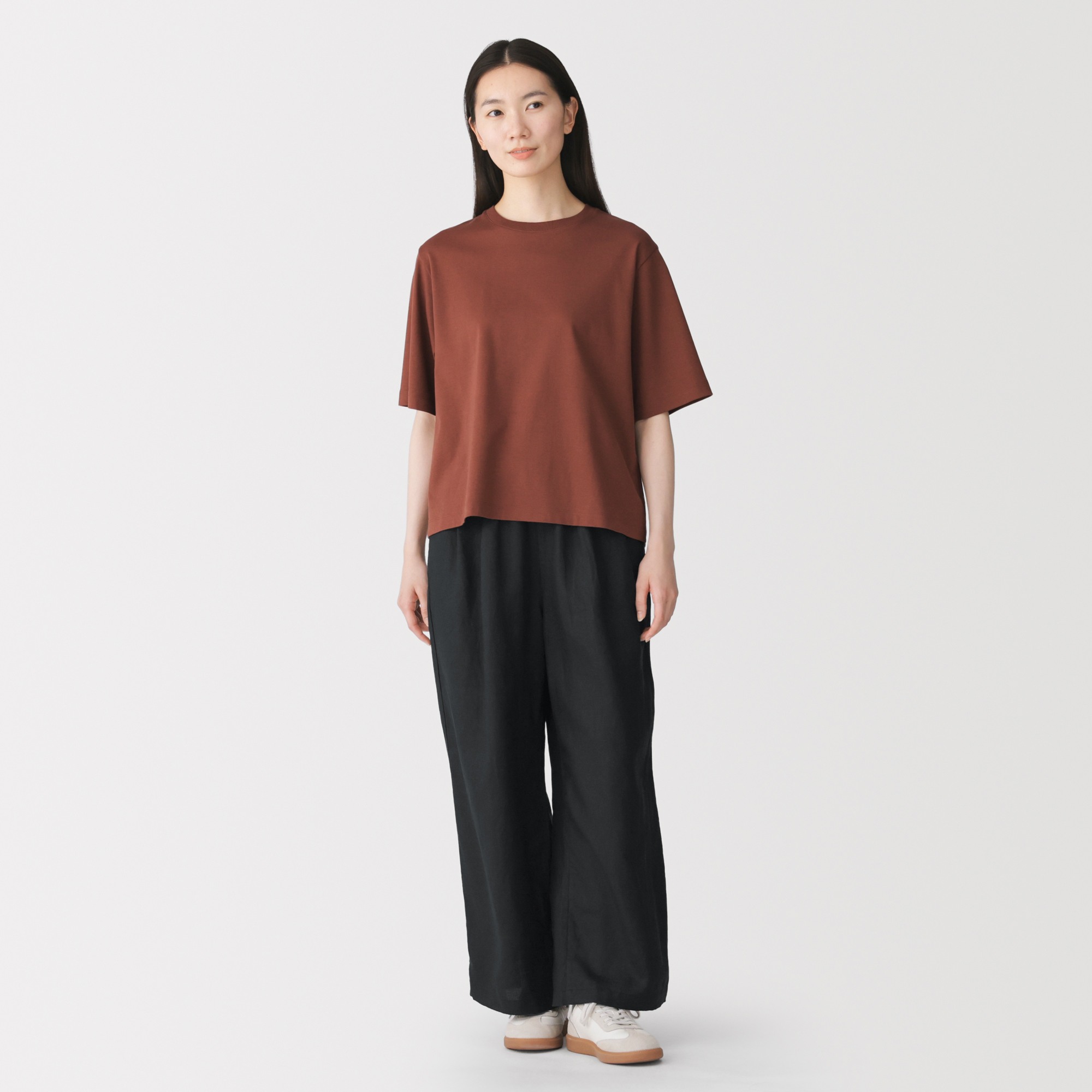 W's Washed linen easy wide-fit pants(OS)