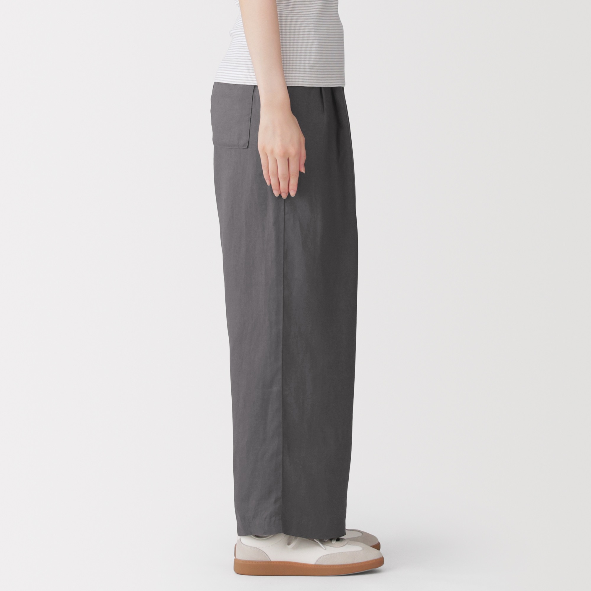 W's Washed linen easy wide-fit pants(OS)