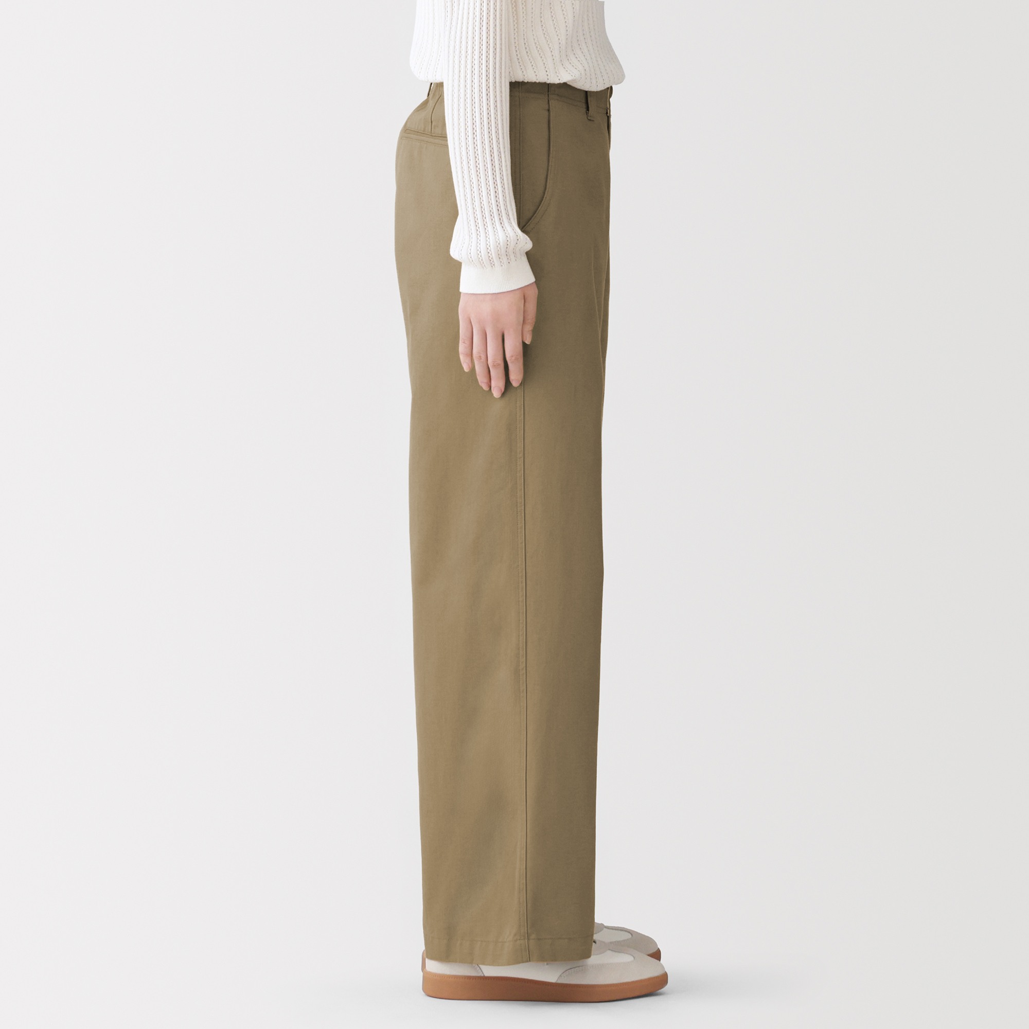 W's Slub yarn chino wide-fit pants